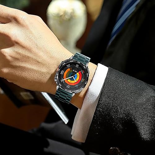 Vista 17 de Correas compatibles con Samsung Galaxy Watch de 1.81 pulgadas / Galaxy 3 de 1.772 pulgadas, correa de repuesto de metal de acero inoxidable para Azul