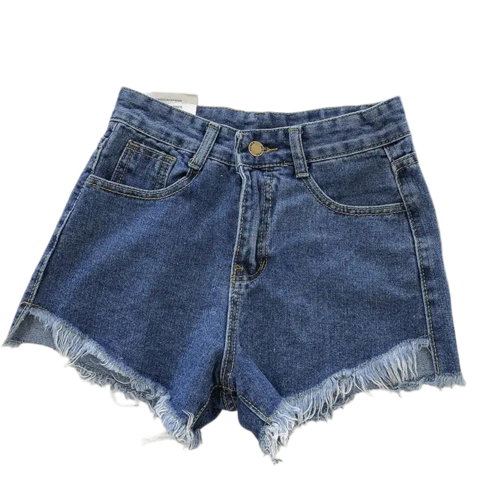 Short denim femme high waist avec ourlet effiloché pour galber la silhouette