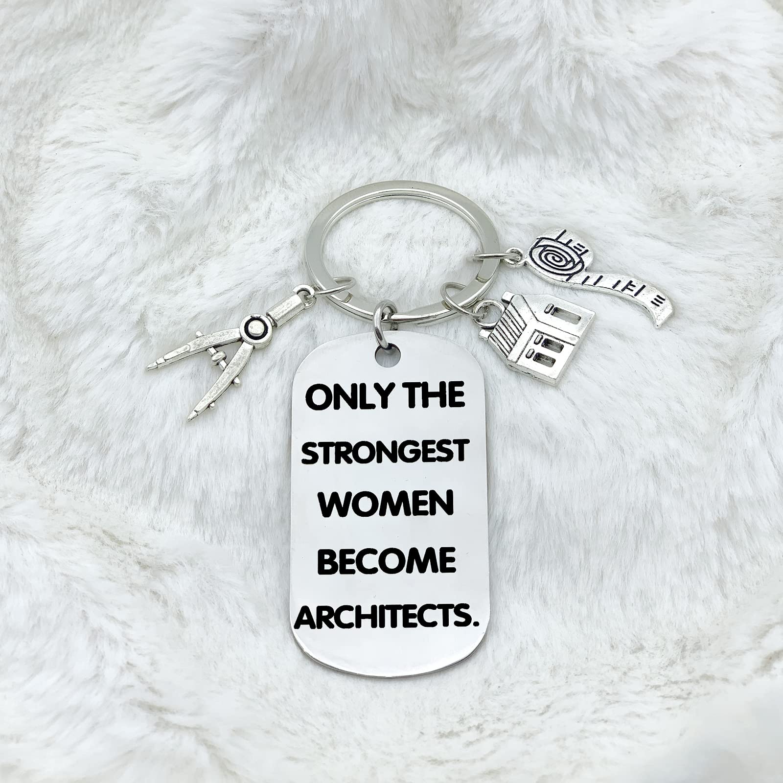 Architecture Gifts for Women: Thank You Keychains for Future Female Architect Students & Engineers - Inspirational Graduation & Retirement Key Ring Presents