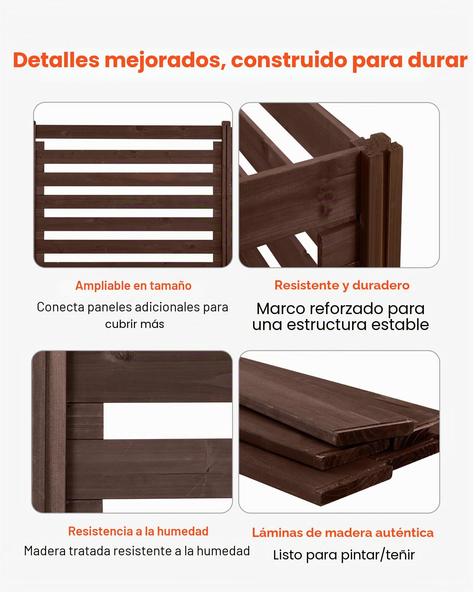 VEVOR Vallas de Madera 1230 x 945 mm, Pantalla de Privacidad Exterior con 3 Paneles, Espaciado para Ventilación, Resistente al Clima, para Jardín Mascotas, Ocultar AC Cubos de Basura Equipo de Piscina