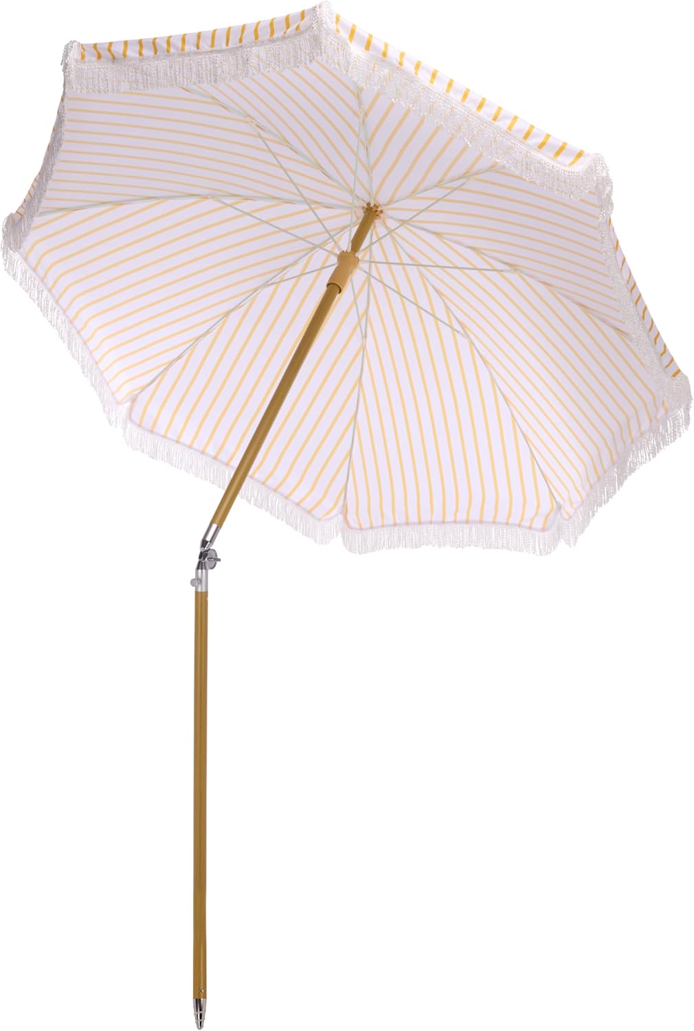 SAFAVIEH Outdoor - Bella 6.5 FT Beach Umbrella - Canopy with White Fringe Trim, Tilt Function, Aluminum Pole, Weather Resistant for Beach, Patio, Garden (PAT8504)