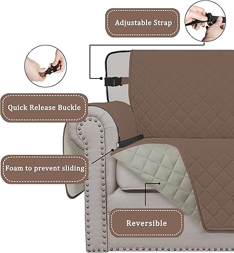 Miniatura 1182 de Easy-Going - Funda reversible para sofá, resistente al agua, con varillas de espuma y correas elásticas, protector de muebles para mascotas y perros