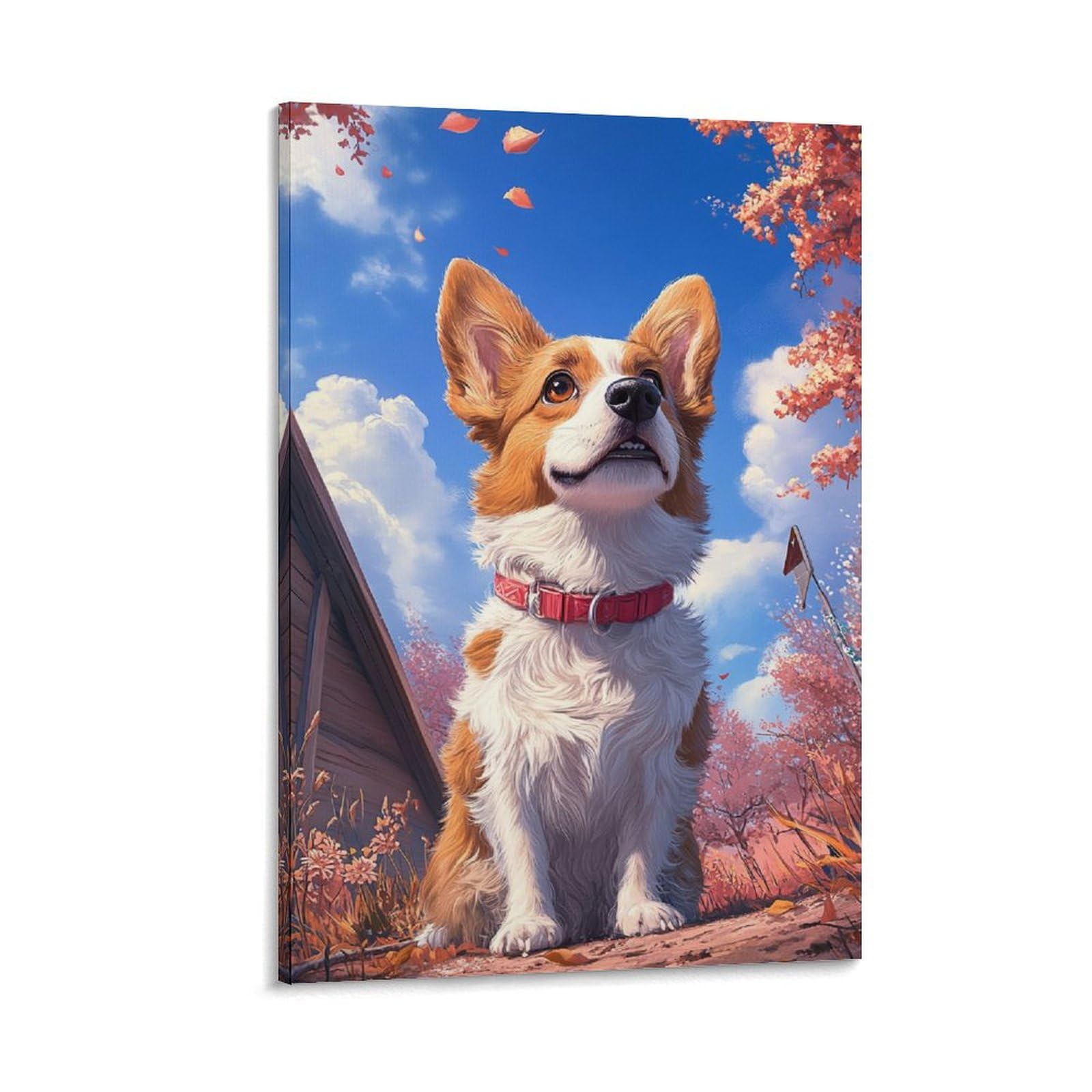 Toile corgi moderne idée cadeau décoration murale originale