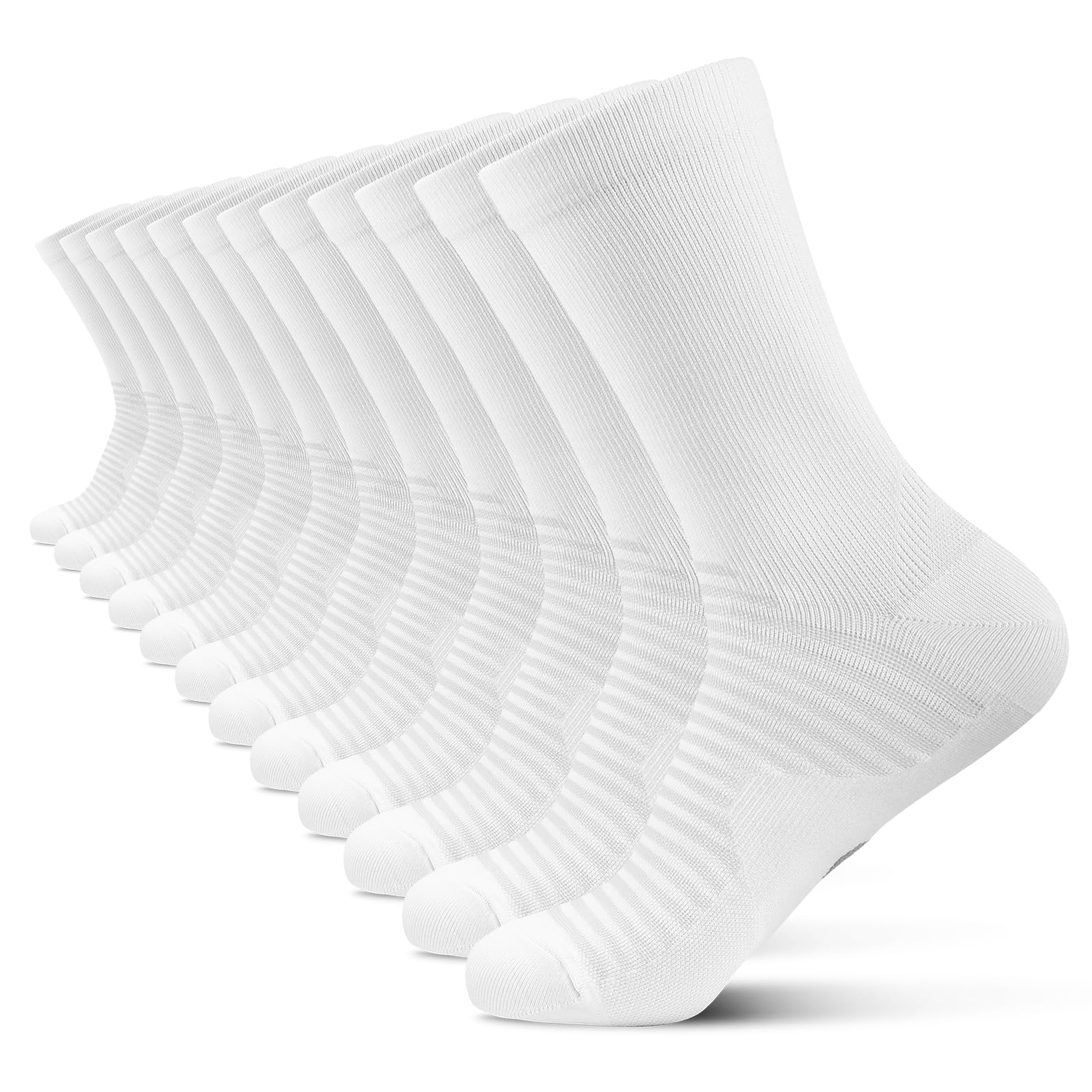 Compression Athletic Crew Socks (6 Pairs) for Men & Women