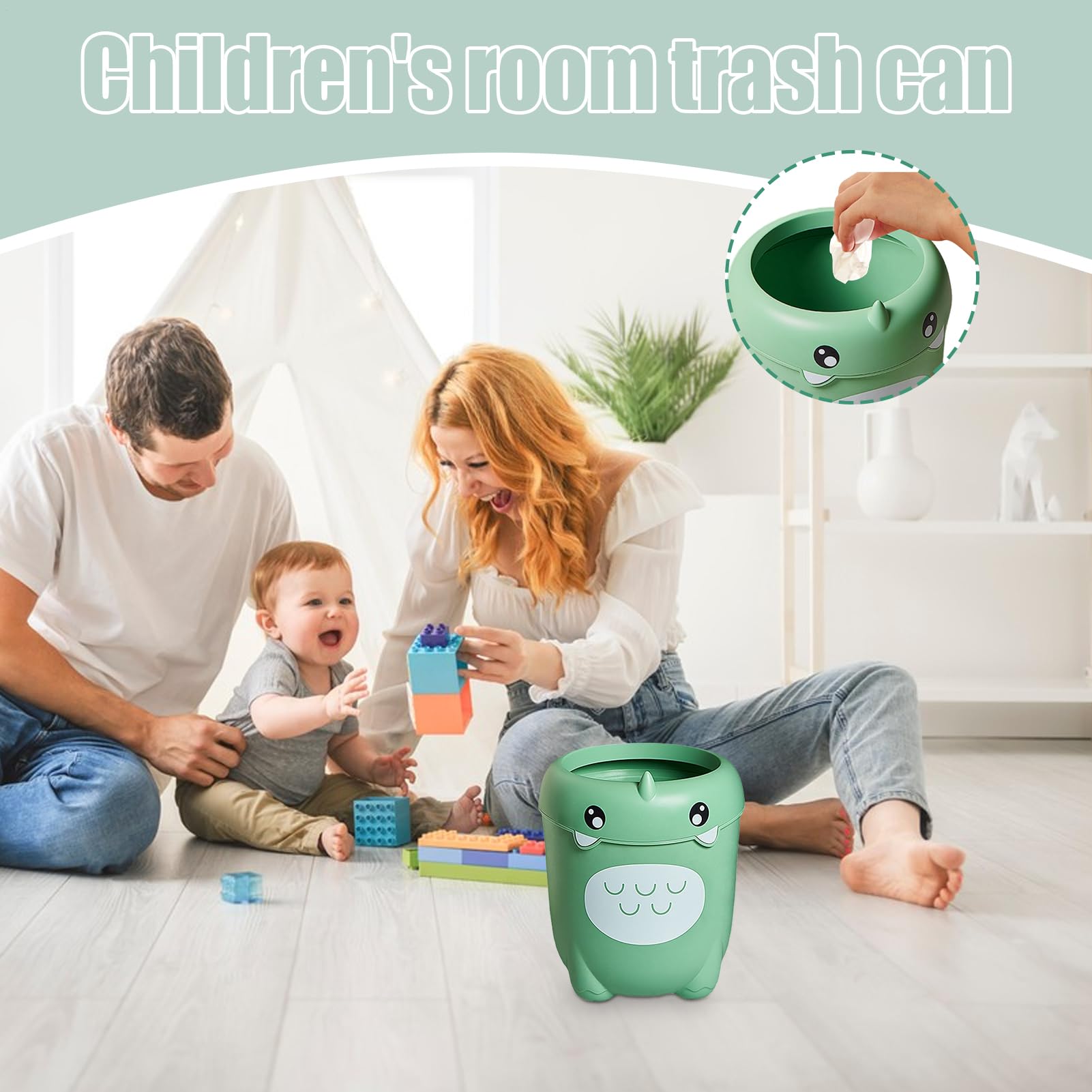 Caje De Trash Caje De Niño - Bin de desechos en forma de dinosaurio pequeño, mini cesta creativa de basura, organizador de gran capacidad, elegante recipiente de , basura de la habitación comp