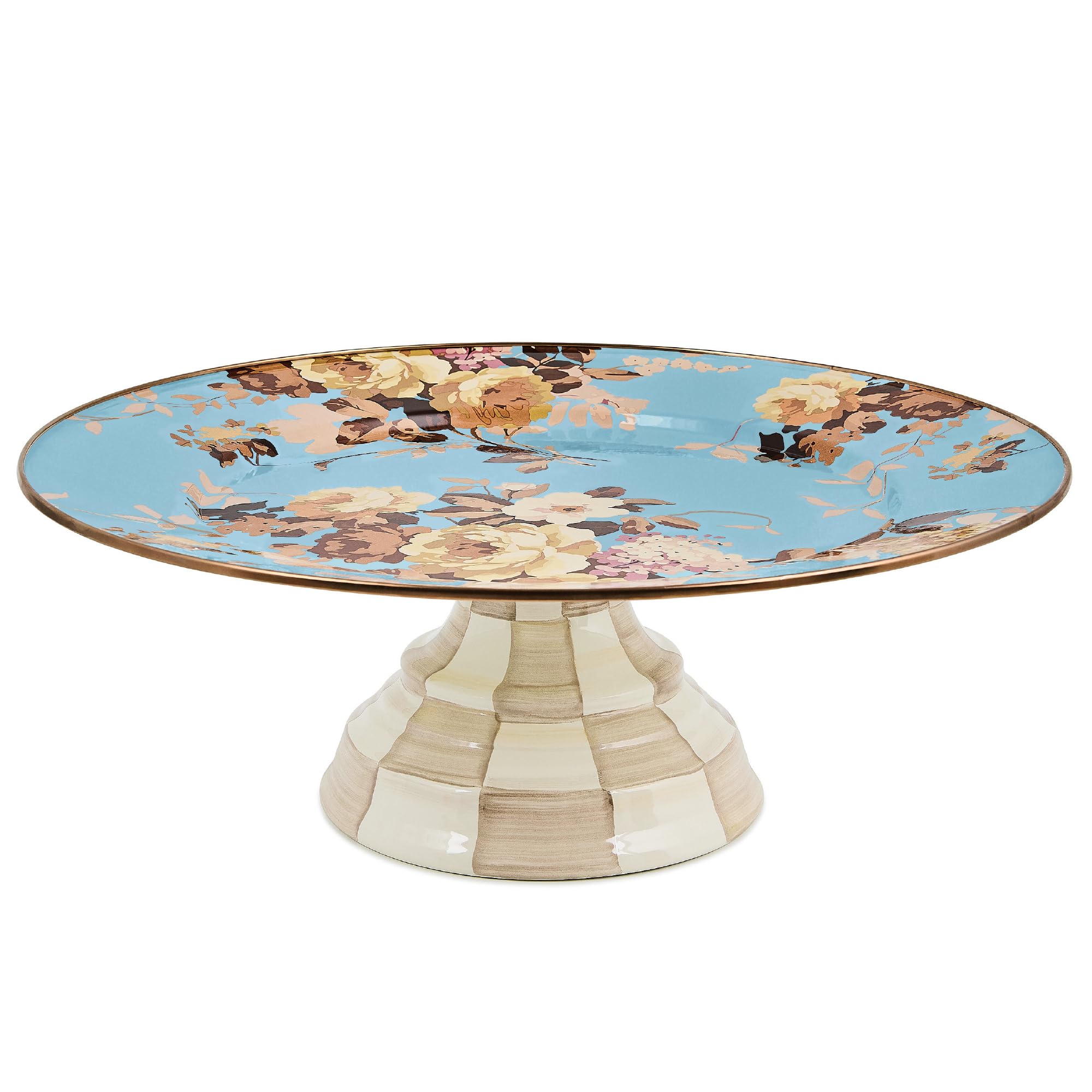 MACKENZIE-CHILDS Pedestal Platter, Large, Wild Rose Slate