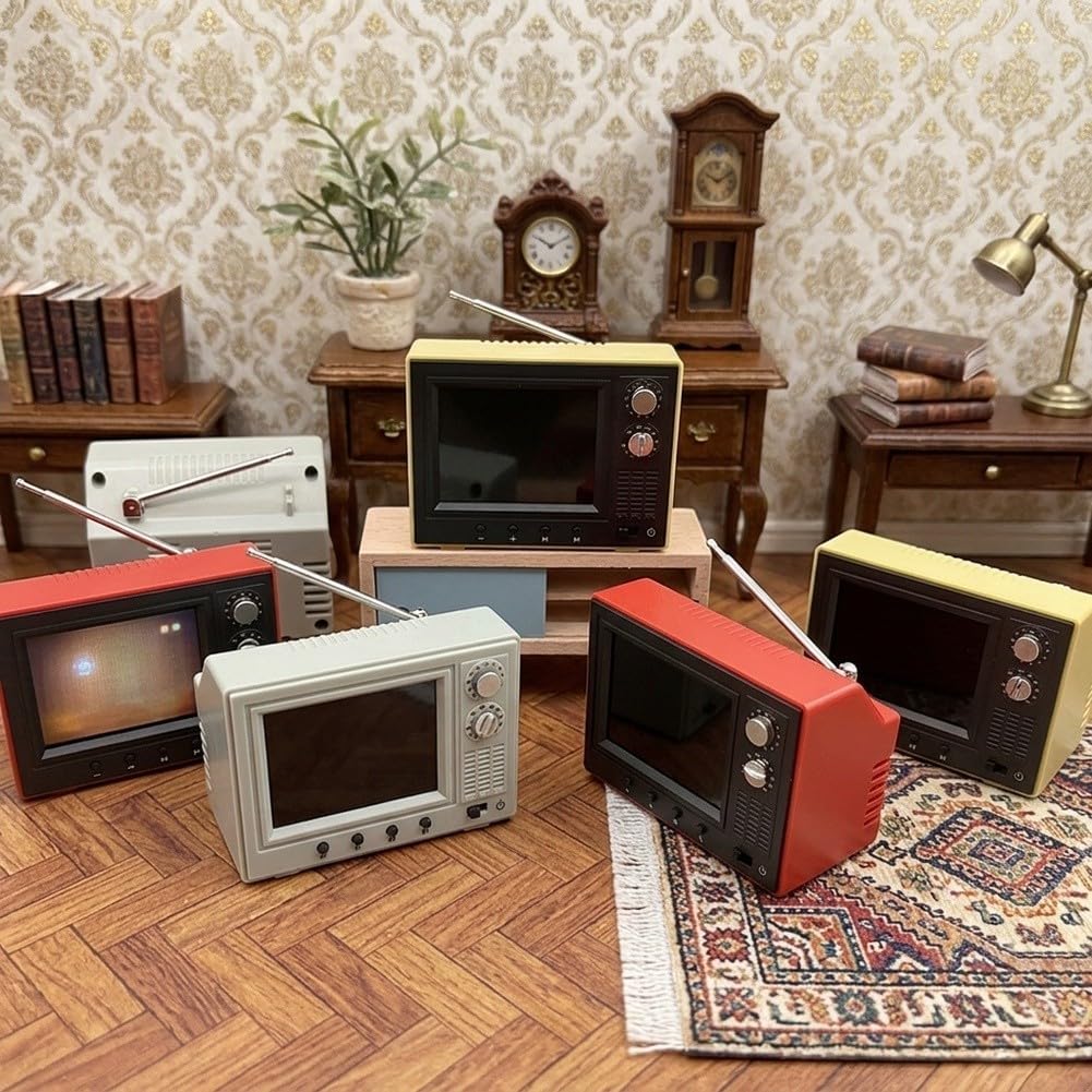 Retro Cartoon TV ricaricabile 8GB per lettore multimediale, divertente decorazione desktop per intrattenimento e manutenzione stile (rosso)