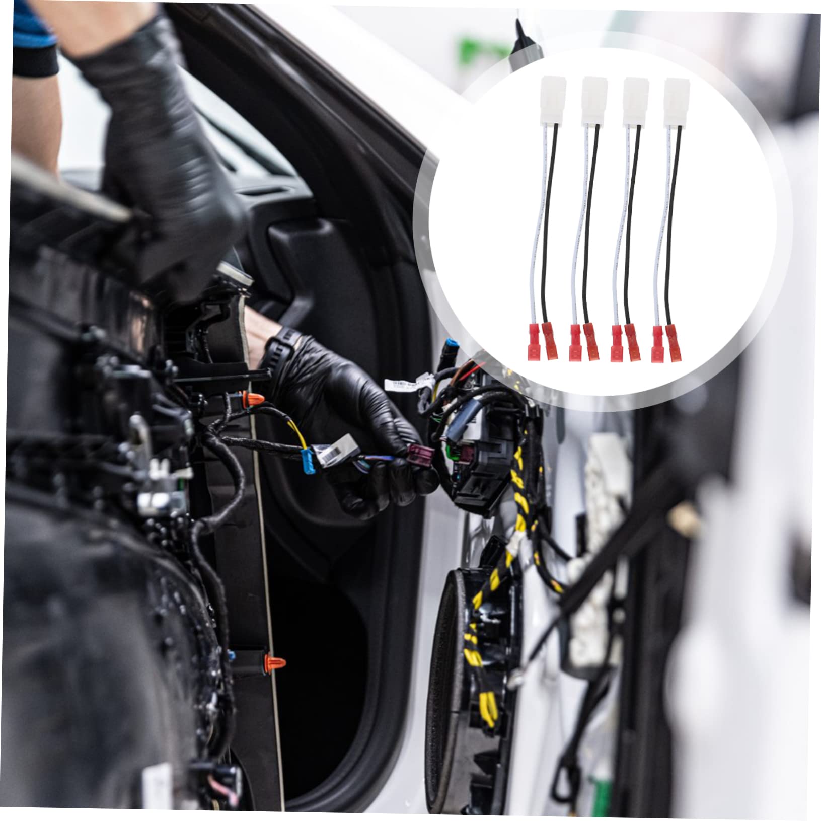 OUNONA 4 Pcs Speaker Harness Speaker Cable Speakers Automotive Car Door Speaker Wire Harness Speaker Wire Harness Adapter Replacement Speaker Replacement Install Adapter Plastic White