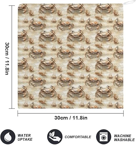 Miniatura 2 de Decorative Hand Towels for Bathroom - Retro Crab Print Soft Absorbent Small Bath Hand Towels for Kitchen, Farmhouse, Spa, Hotel, Guest Tea and