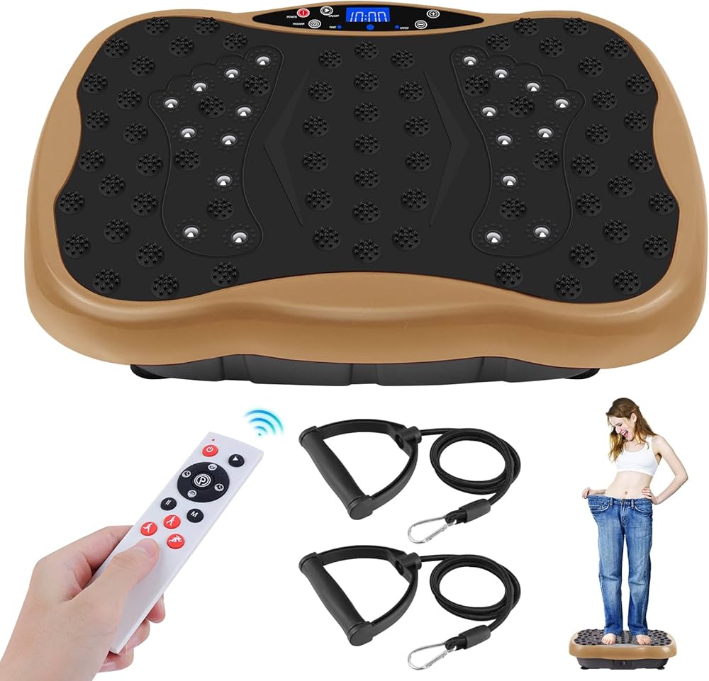 Amazon.com : Vibration Plate Exercise Machine, Health & Fitness Full Body  Vibration Platform, Portable Vibration Plate Platform for Weight Loss Home  Fitness, w/Resistance Bands+Remote : Sports & Outdoors