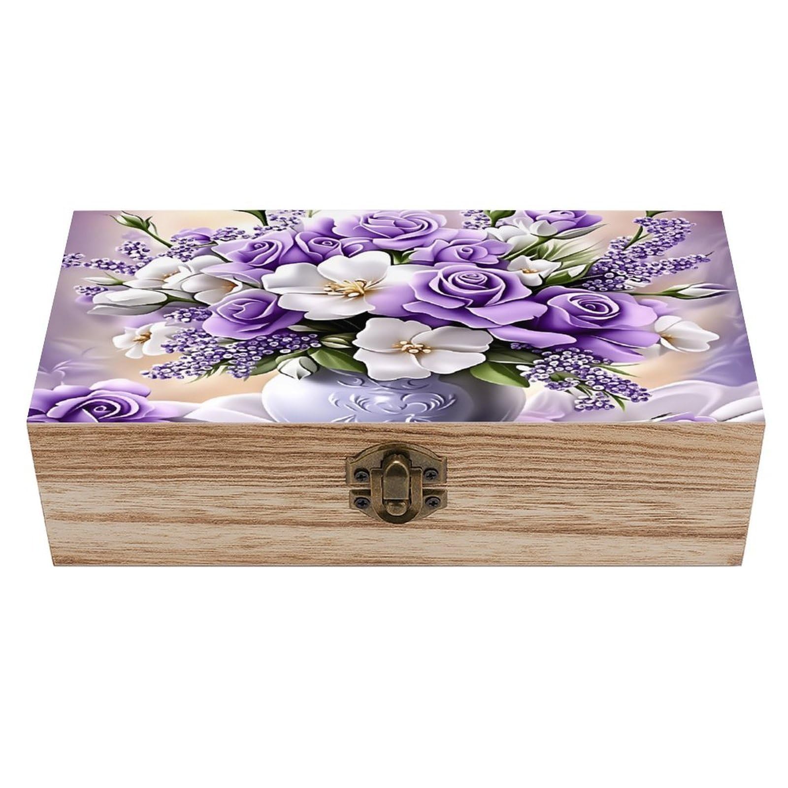 HLBSDM Branch Green Vintage Wooden Keepsake Box with Hinged Lid And Locking Clasp, Decorative Storage Box for Jewelry, Trinkets And Small Accessories, Organizer for Home Or Wedding