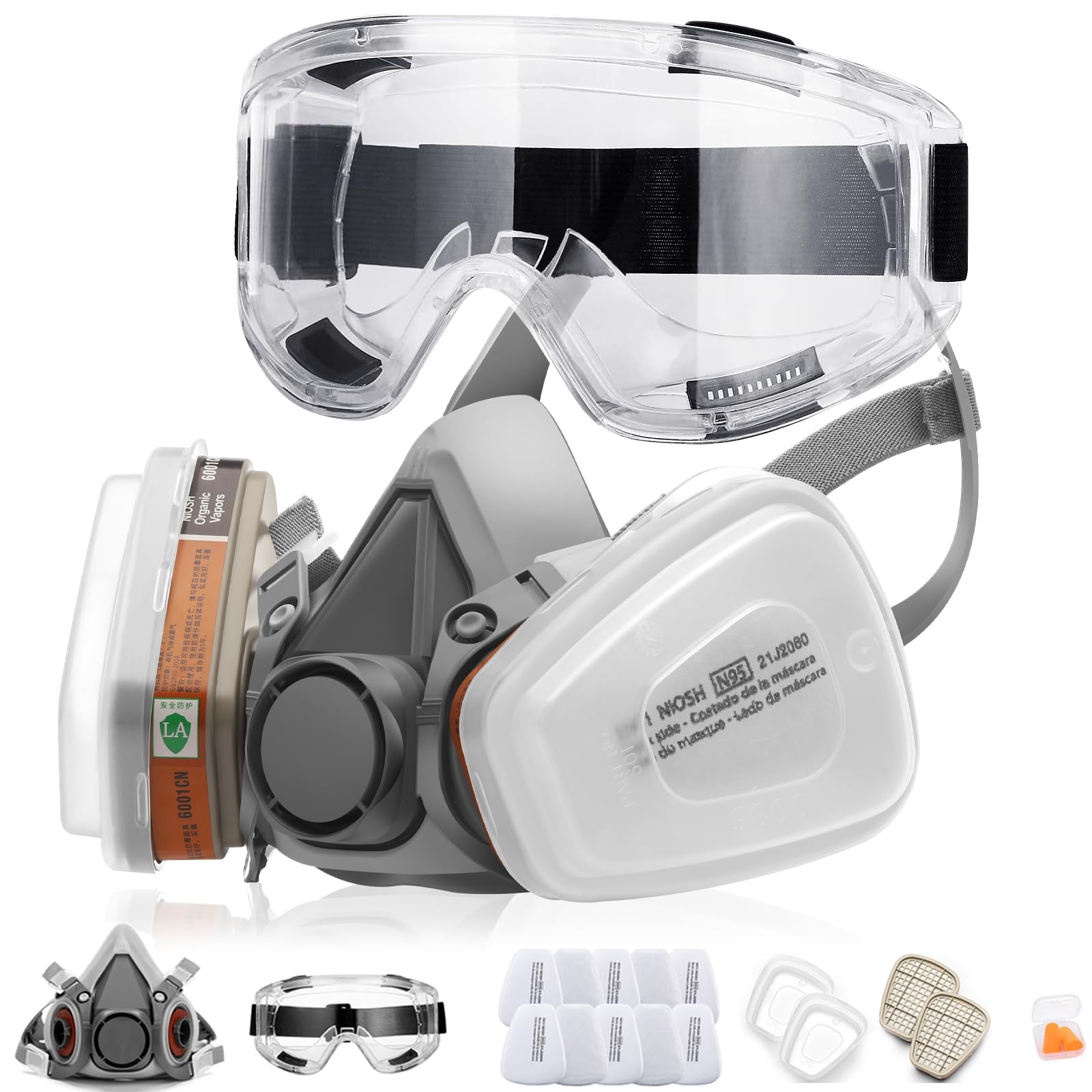 RANKSING Respirator Mask with Filters and Safety Glasses to Against Dust Gases Fumes Asbestos Organic Vapors Chemicals while Painting Spraying Sanding Welding Construct and Work PPE (B08QS2FCM5) Amazon Price History, Amazon Price Tracker