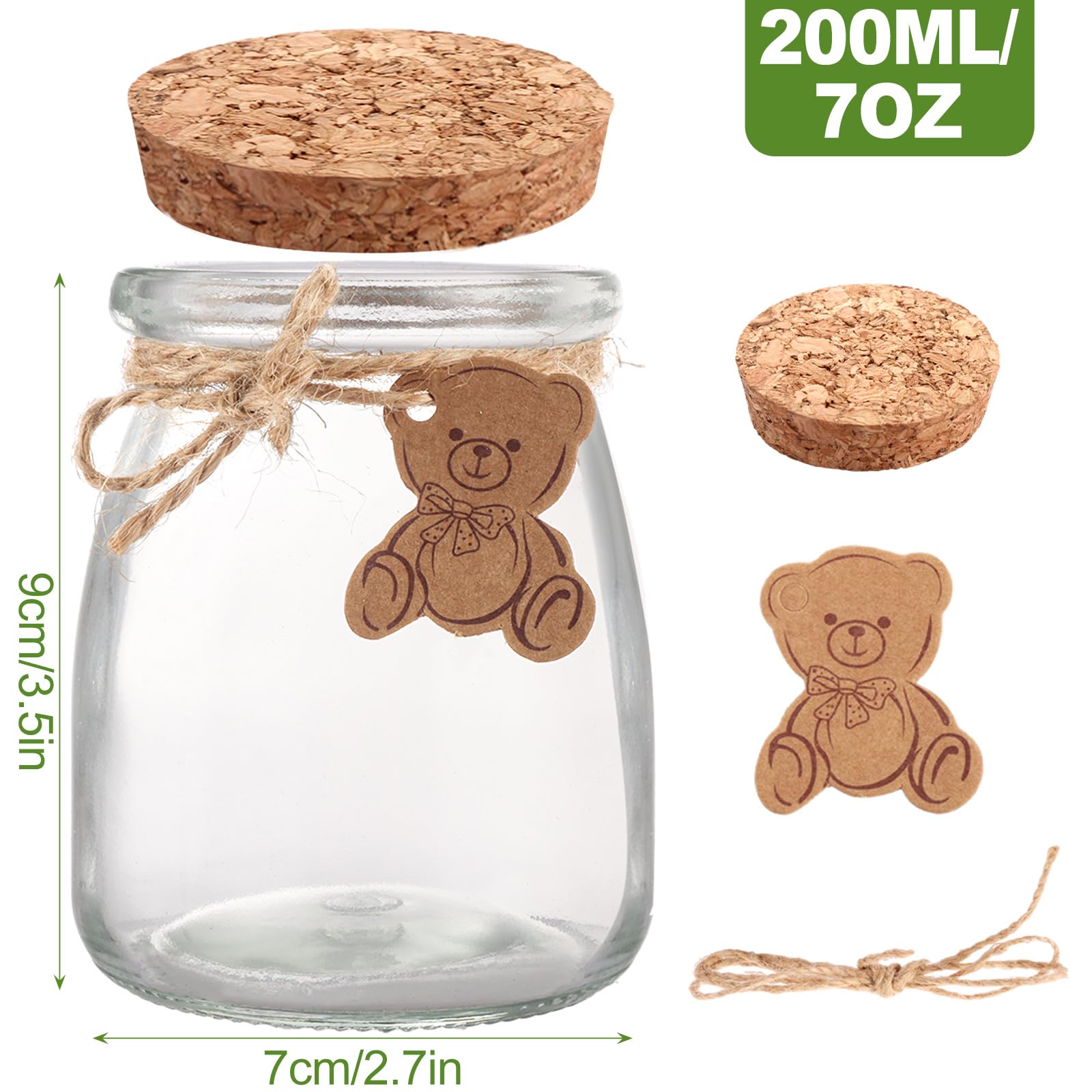 CYEER 18-teiliges Glas-Set mit Korkdeckel, 200 ml