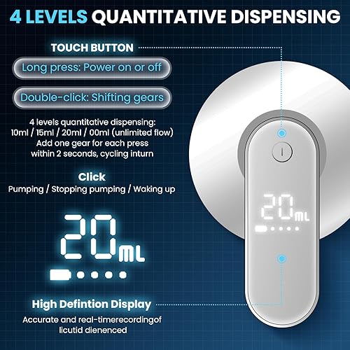 Miniatura 3 de Pairosenvi Dispensador de enjuague bucal automático portátil con potencia de dispensación de 4 niveles, bomba de lavado bucal recargable, pantalla