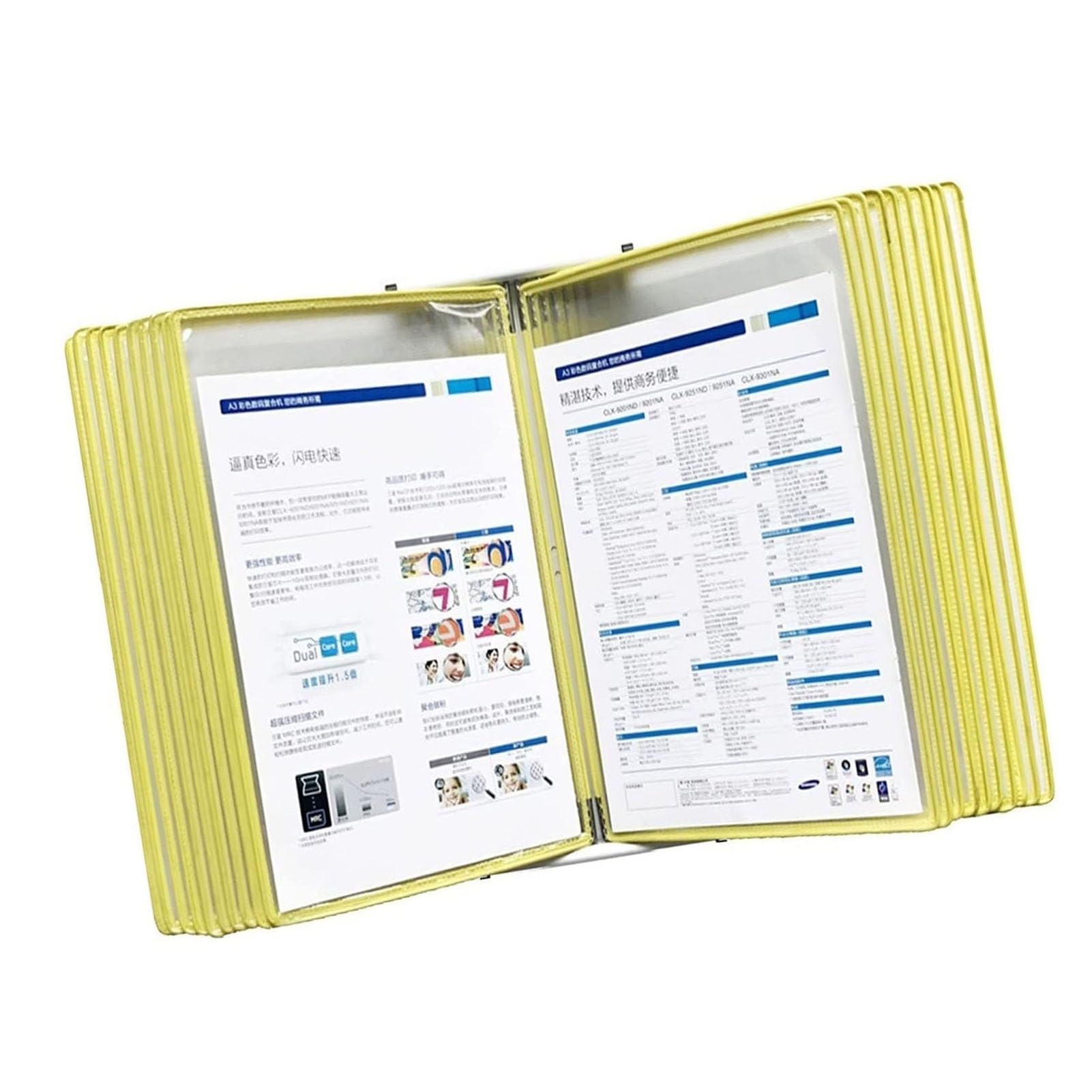 OLSKFUH Office Folders Desktop Flip Display Folder 20 Display Pockets Letter-Size Metal Catalog Display Rack Offi,Yellow