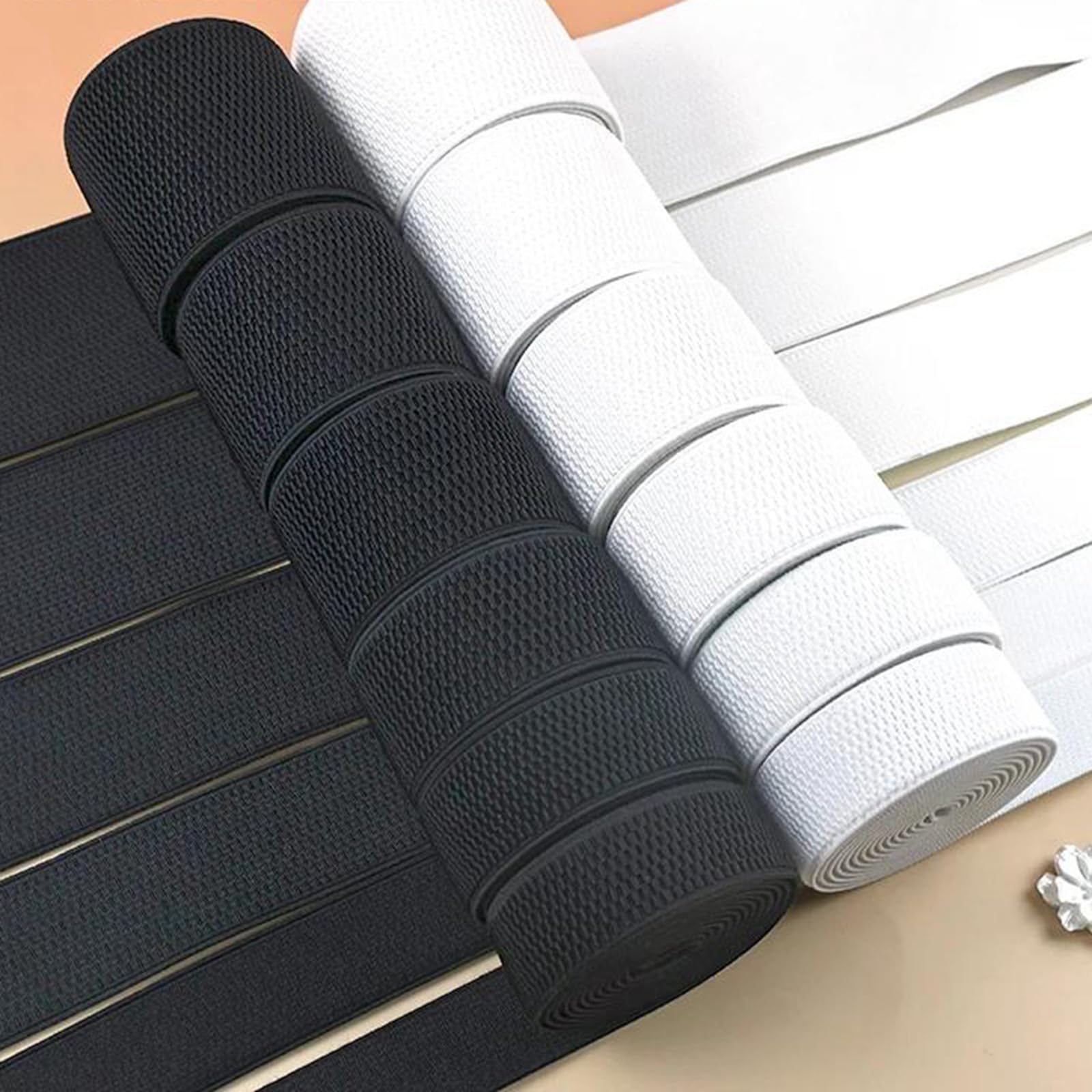 Nastro Elastico in Poliestere da 5 Metri – 25–100 mm, Elastico per Jeans, Cinture, Abbigliamento e Cucito Creativo,Bianco,100 mm