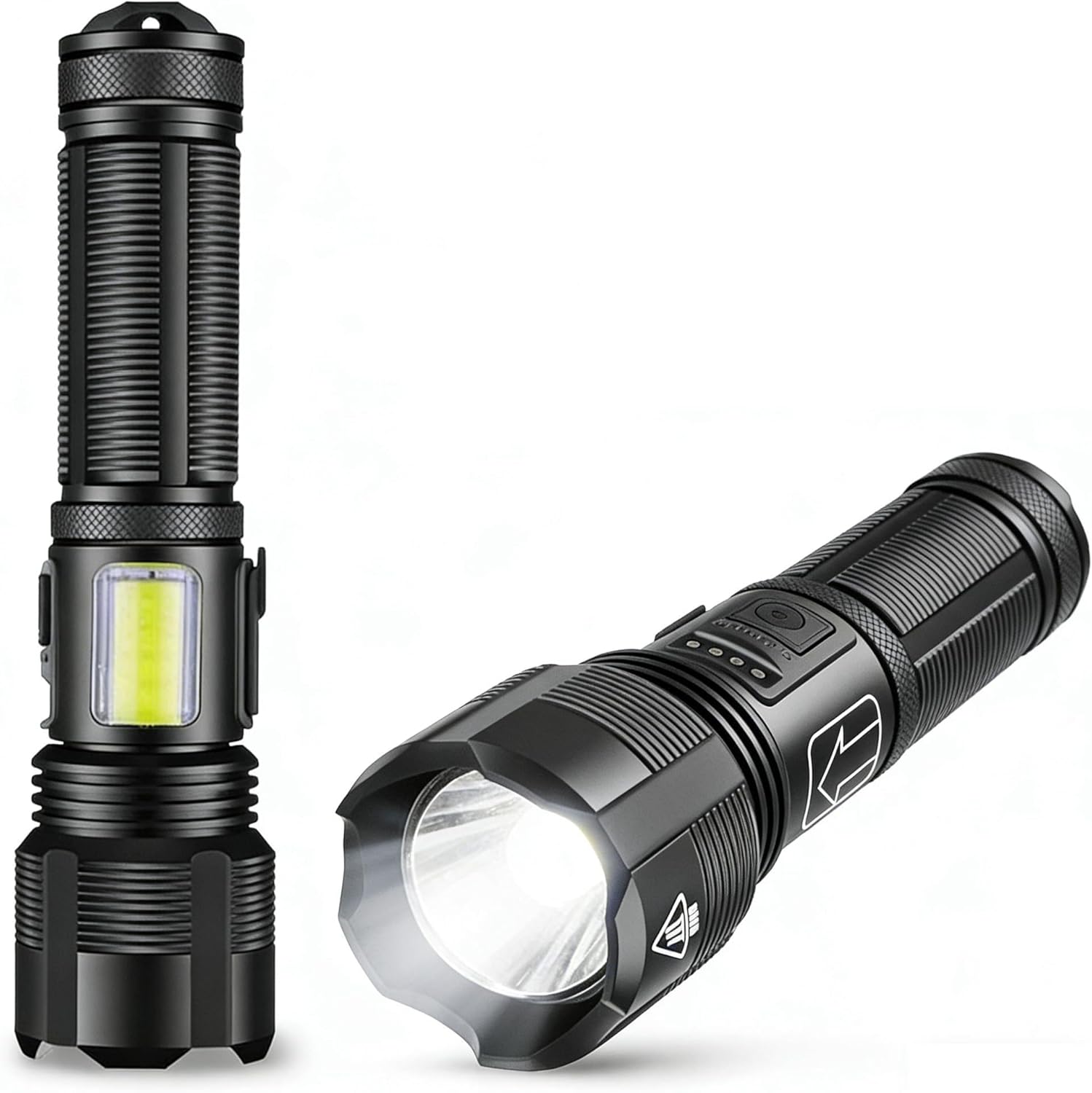 500 Meters Rechargeable Flashlights Super High Lumens, 5 Modes Long Beam Spotlight, Bright LED Handheld Flashlights with USB Cable for Hiking, Camping, Emergency