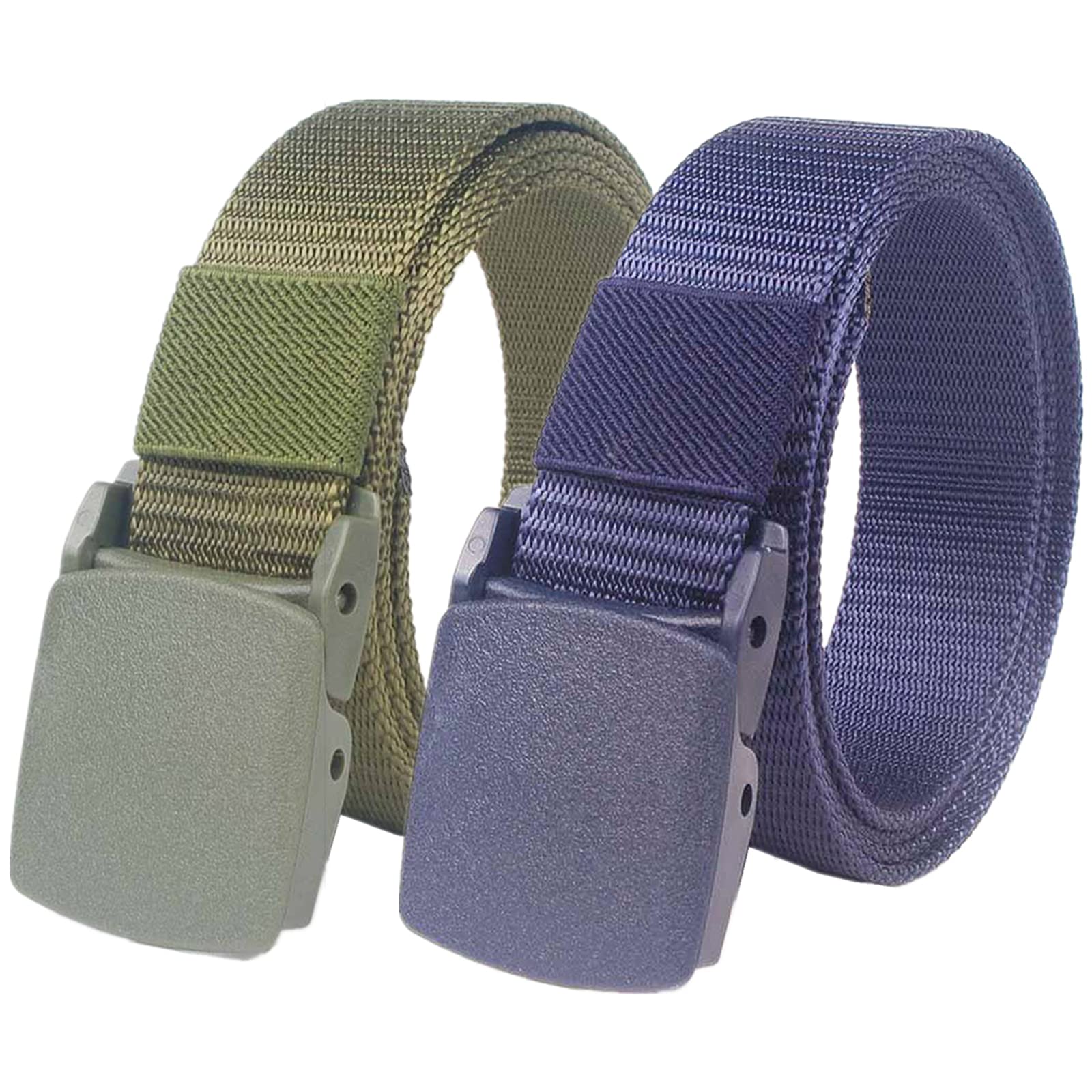 Cintura in tela di nylon Cintura regolabile Cinture Uomo Donna, Cintura militare tattica in nylon resistente con fibbia POM a sgancio rapido, larghezza 3 cm, lunghezza 110 - 170 cm, confezione da 2