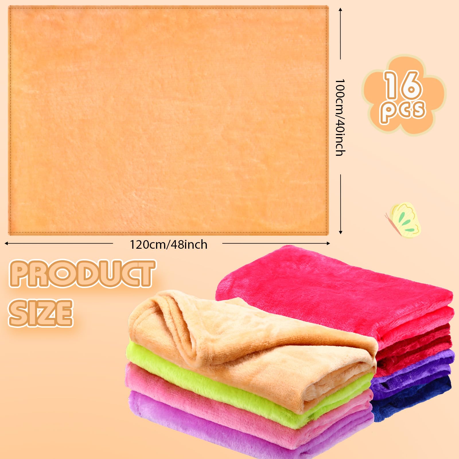 Kinlop Flanelowy koc niemowlęcy, 16 szt., 102 x 112 cm, flanelowy koc do wózka dziecięcego, miękki i ciepły, koc dla noworodka, w podróż, 16 kolorów