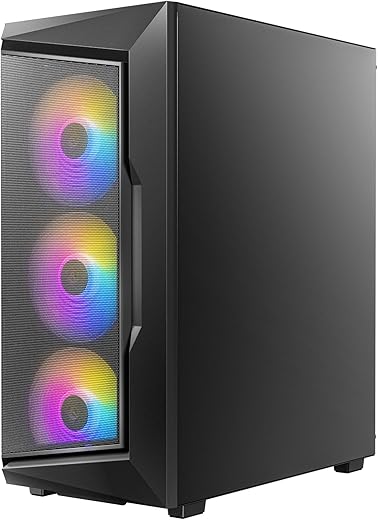 ANTEC AX Series AX61 Elite, High-Airflow Mesh Front Panel, 4 x 120mm ARGB Fans Included, Tempered Glass Side Panels, Up to 8 Fans Simultaneously,…