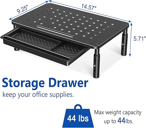 Miniatura 7 de Zimilar Soporte elevador para monitor con cajón de metal, paquete de 2 soportes para monitor con cajón de plástico
