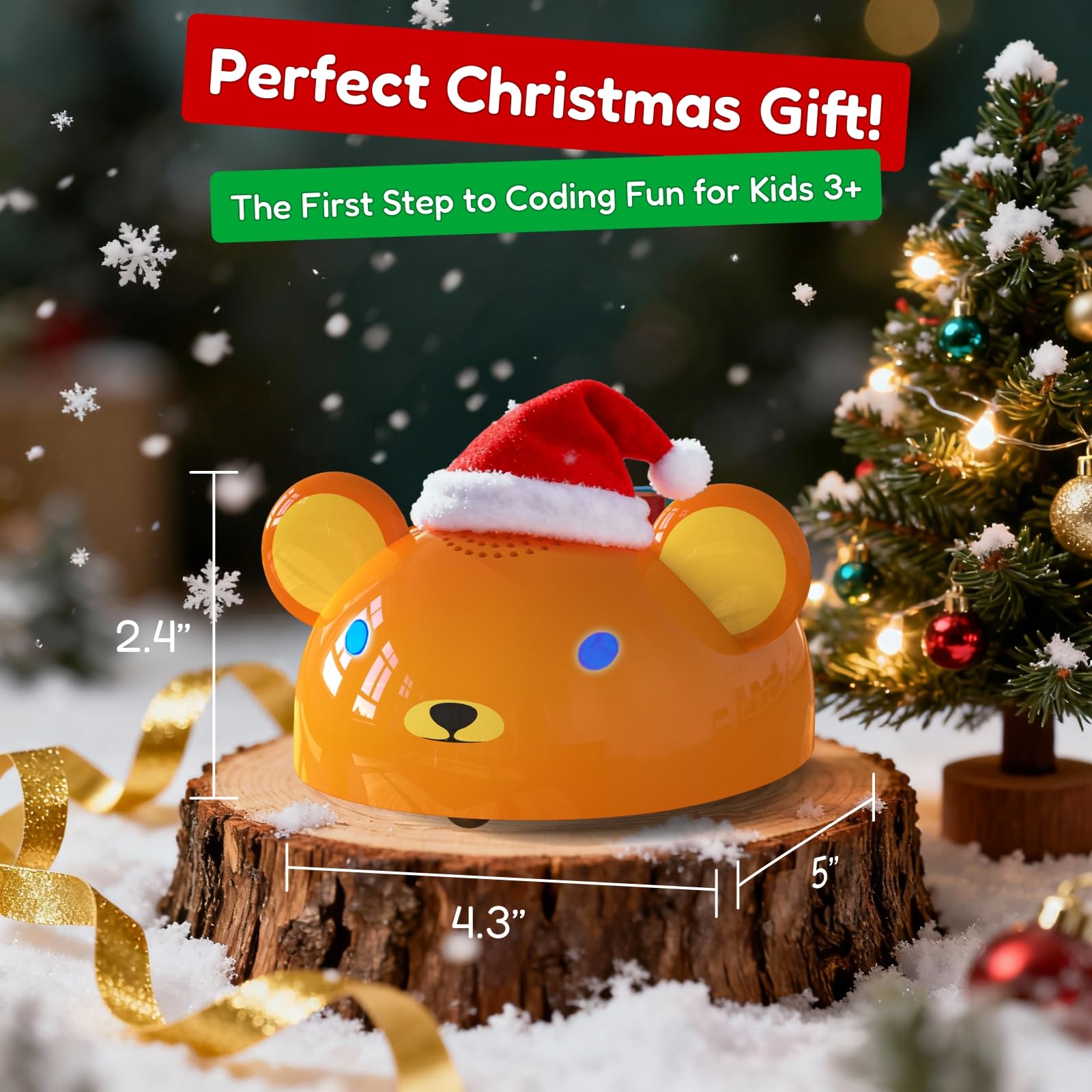 Apitor Robot Bear, Programmierroboter für Kinder ab 3 Jahre, Bildschirmfreies Erstes Coding-Spielzeug mit 7 Tasten, Lernroboter mit interaktiven Lichtern/Sounds, STEM Geschenk für Jungen & Mädchen