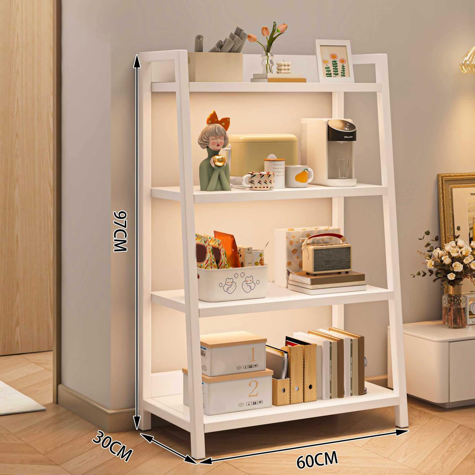 Amazon｜[FOQW] オープンシェルフ 台形 50*30*97cm 壁面収納 ウォール