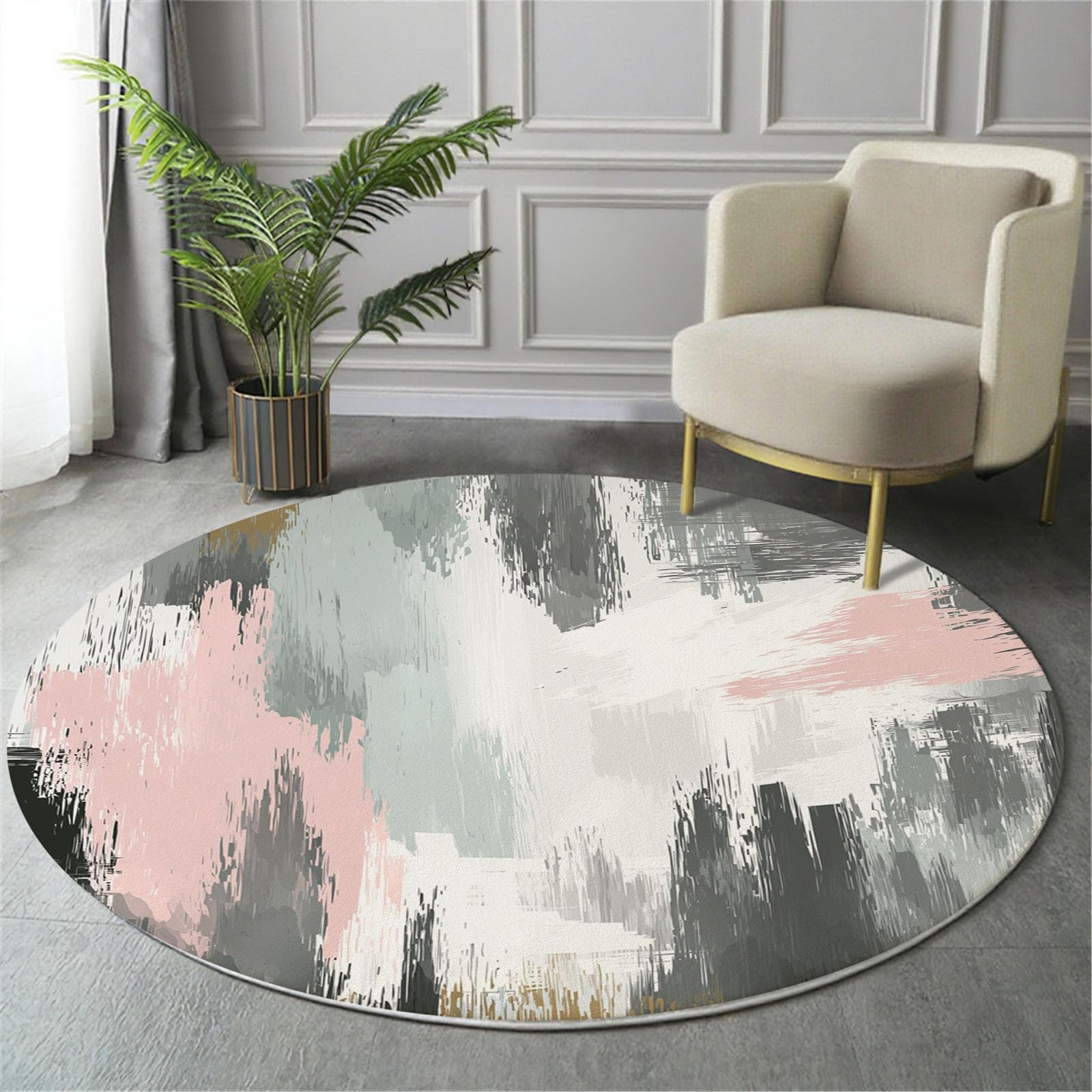 Tapis rond 200cm antidérapant et doux pour sécuriser et décorer le salon