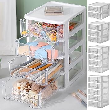 Mini Desk Organizer Desktop Drawer Plastic Drawer Storage Office Supplies | Storage Drawers Office Desk Accessories File Organizer for Desk Small Drawers Organizers Box Gifts (3 Drawer)