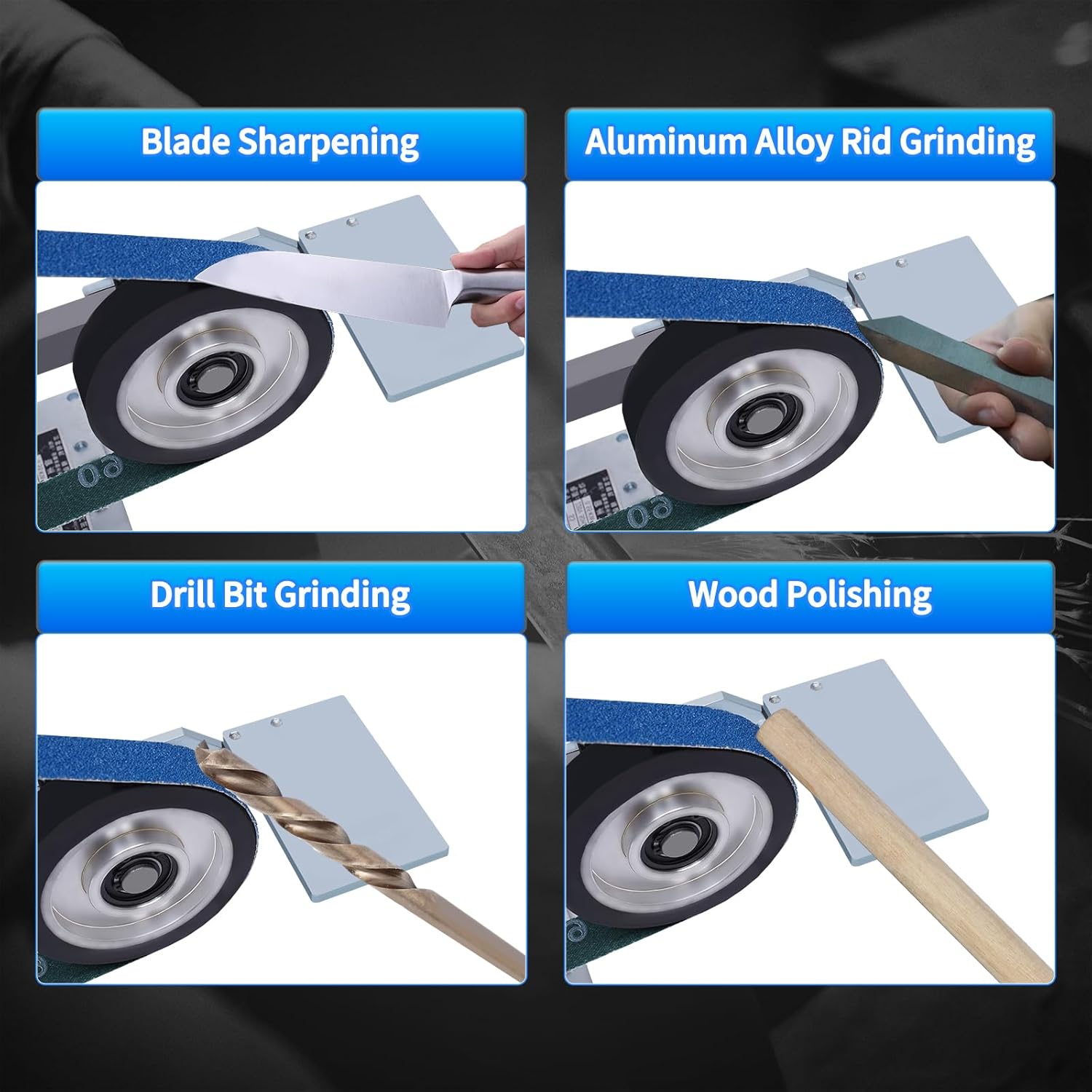 Belt Sander, 1 * 30 inch Bench Grinder, 110V 550W Electric Knife Sharpener, 0.74Hp Belt Grinder, Vertical Horizontal Belt Polisher Dc Motor 90°Rotation for Knife Making, Woodworking