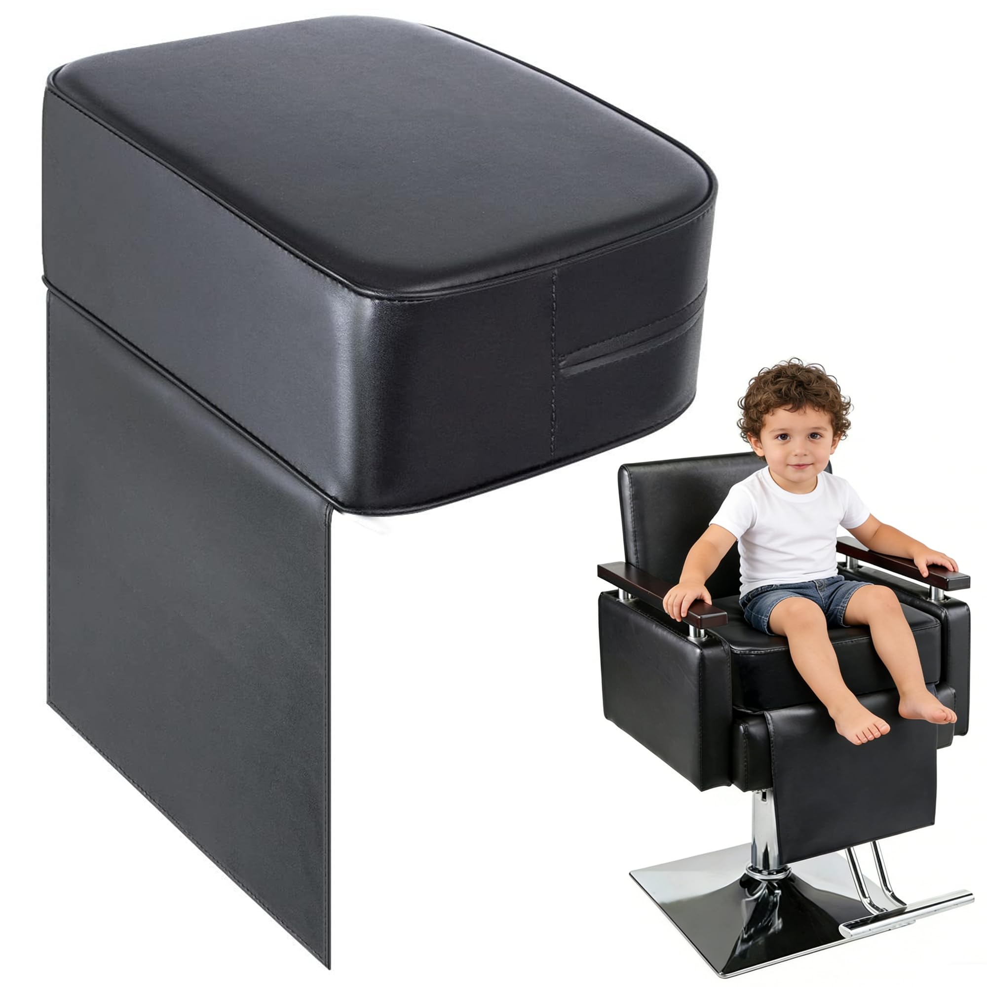 Asiento elevador de salón para corte de pelo de niños, poliuretano impermeable, equipo de spa de belleza, silla de peluquería para salón, restaurante, hogar, 37 x 28 x 15 cm