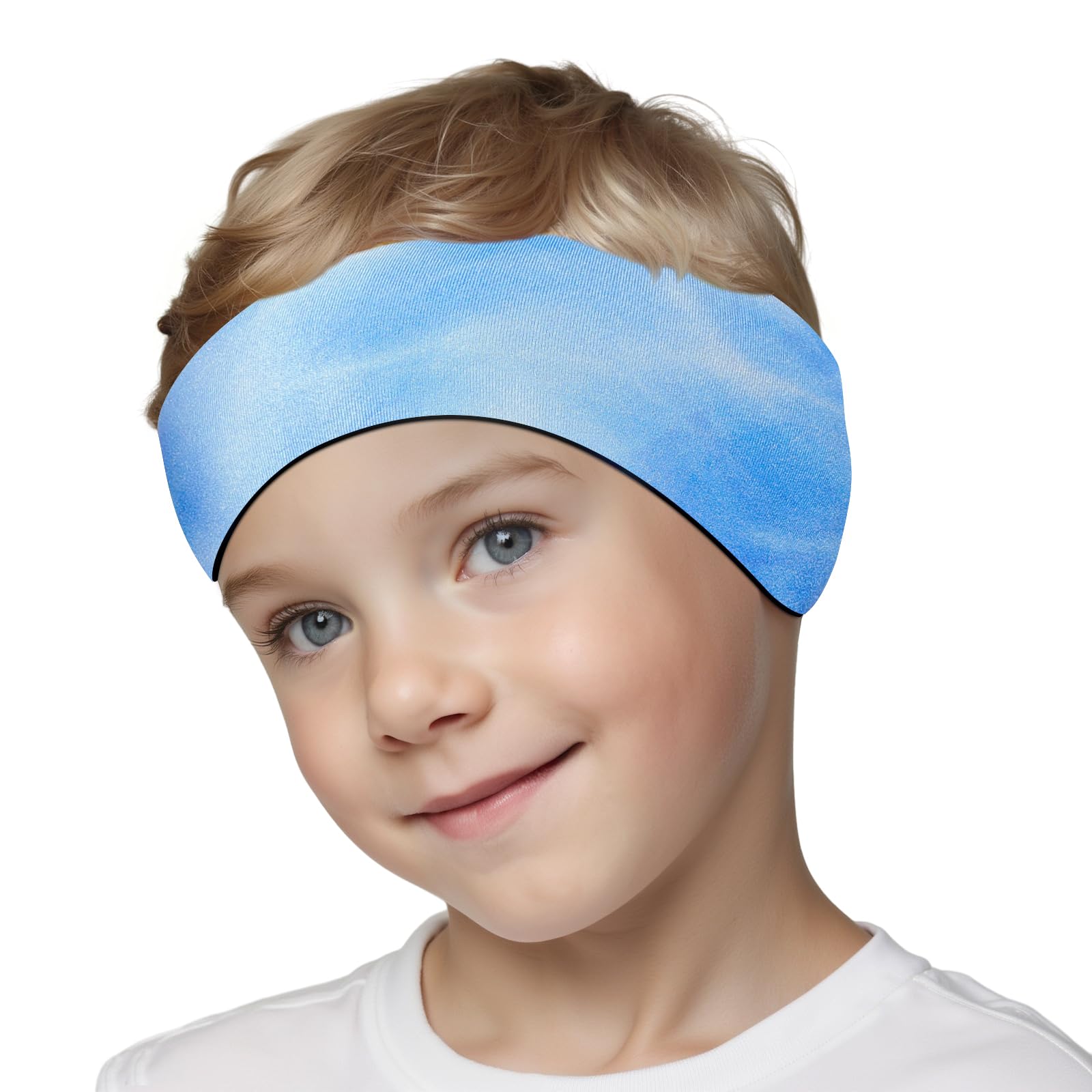 HeySplash Swimming Headband, Elastic Neoprene Swimming Earplugs Kids Ear Plugs Ear Band Swimmer Protection, EarGuard & Hair Guard for Kids Adult, Keep Water Out, Hold Earplugs in, M, Blue Ripple