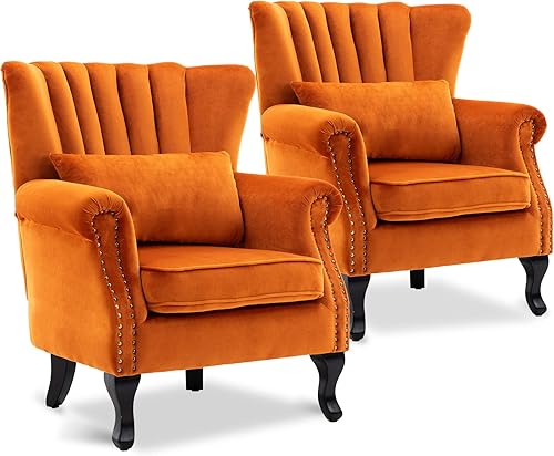 Miniatura 107 de Sillas de lectura Accent Midcentury - Sofá esquinero moderno y cómodo con respaldo copetudo para sala de estar, dormitorio, sala de recepción,