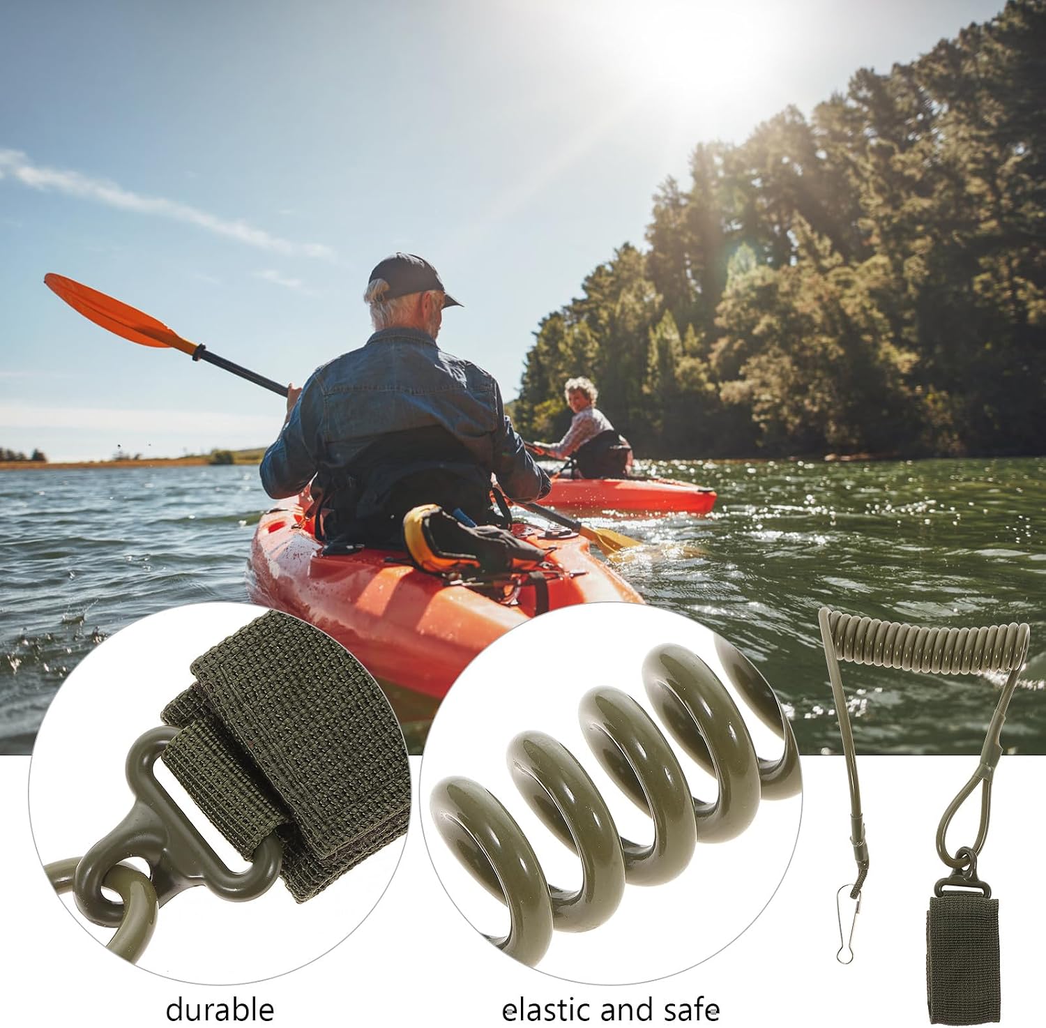 Garneck Kayak Paddle Leash Strap Rope Safety Tether Kayak Leash Accessory Sturdy Paddle Connector for Kayaking and Fishing