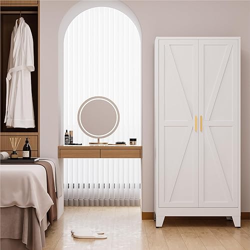 Miniatura 7 de Armario de metal blanco, 17.8 pulgadas de profundidad x 31.5 pulgadas de ancho x 71 pulgadas de alto