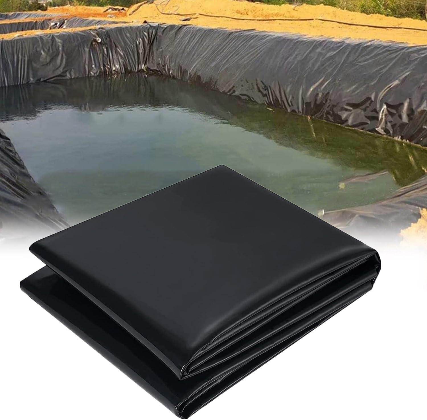 Yoeoefuo Pond Liner, Fish Pond Liner, Thickness 0.12 mm, Stream Film, Plastic Film, 1 x 1 m - 12 x 15 m, Various Sizes, Pond Tarpaulin, Black, HDPE Pond Liners, Easy to Install, Garden Pools, Pond