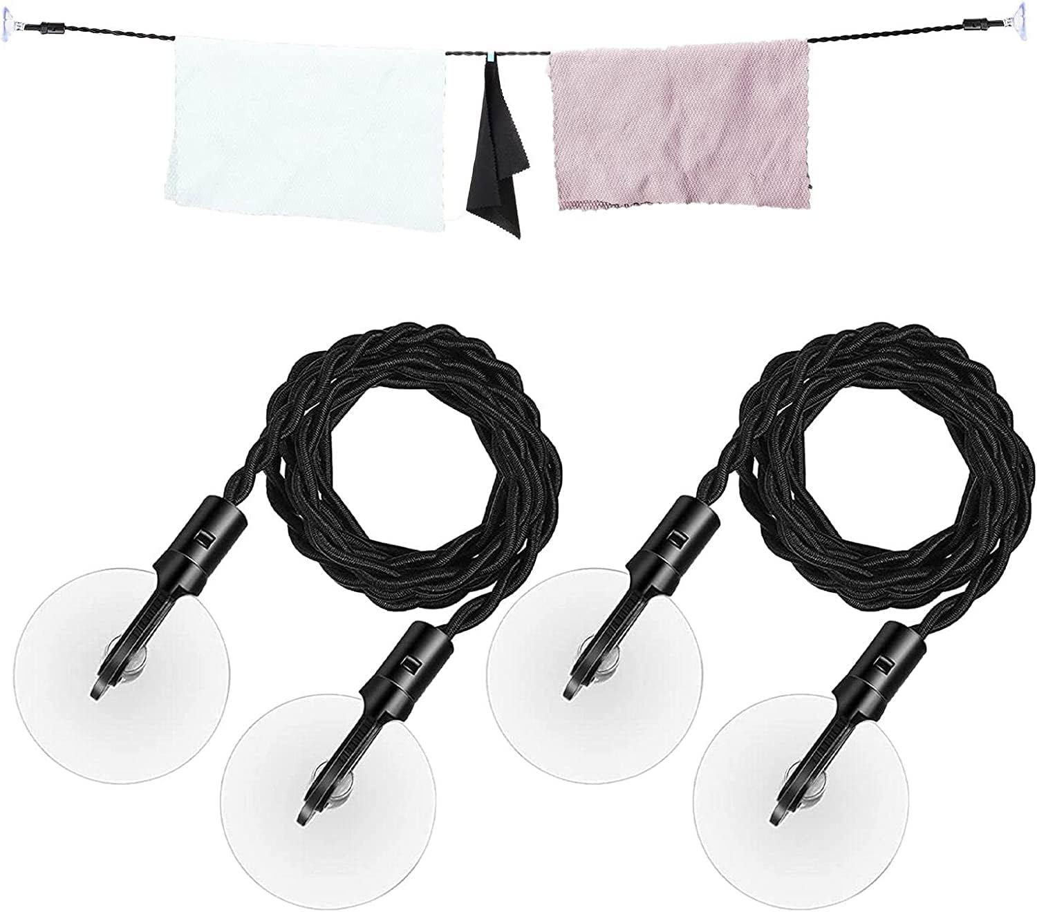 Clothes Line with Suction Cups,Elastic Clothesline Travel Washing Line
