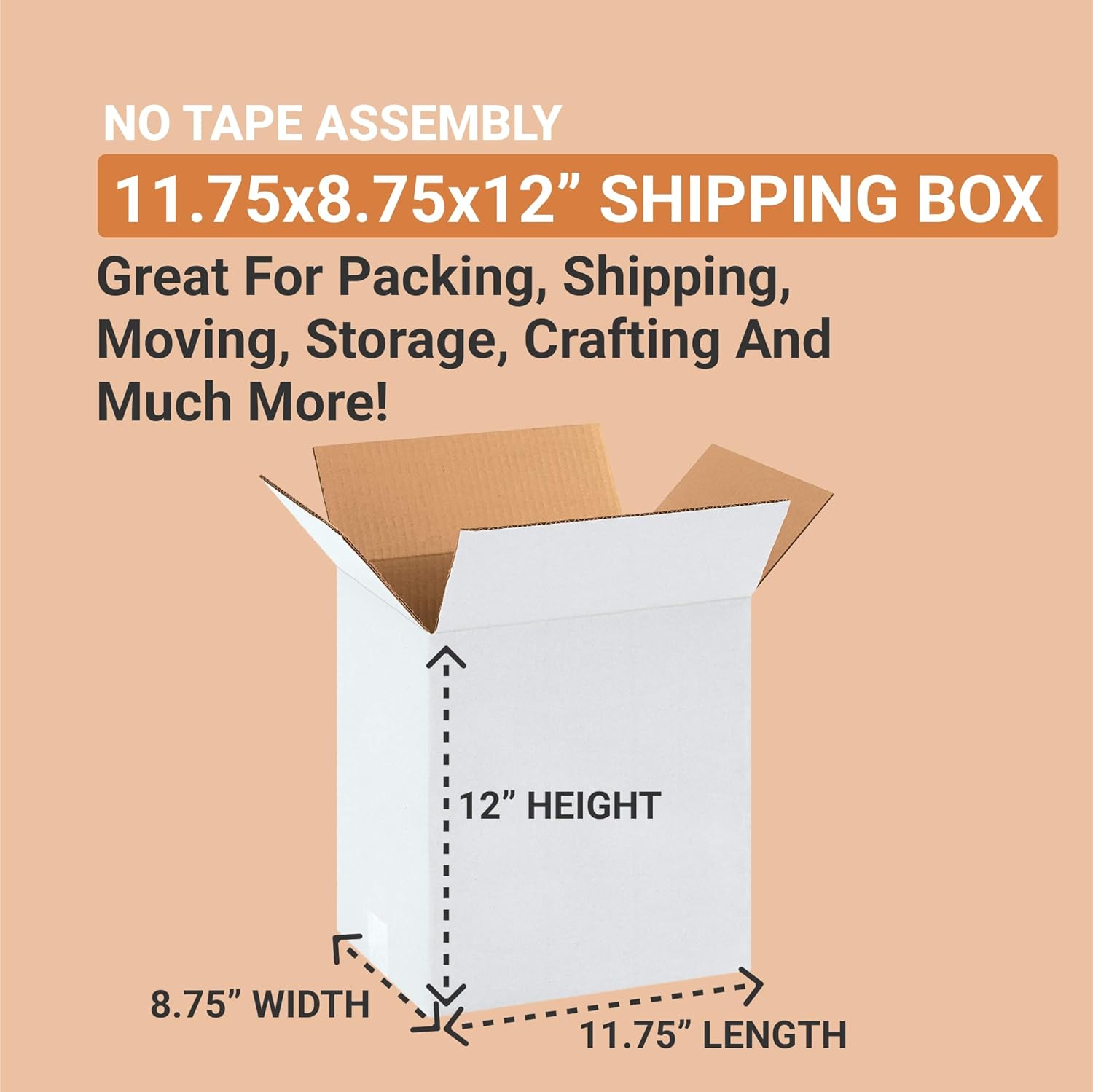 AVIDITI White Shipping Boxes 11.25"L x 8.75"W x 12"H (25 Pack) Small Medium Mailing Box for Small Business Packaging, Mailers, Gifts & Storage