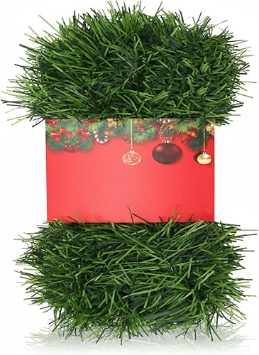 Guirnalda de Navidad verde de 49 pies y 3.5 pulgadas de ancho, guirnalda de pino suave de PVC, decoraciones de Navidad para interiores y exteriores,