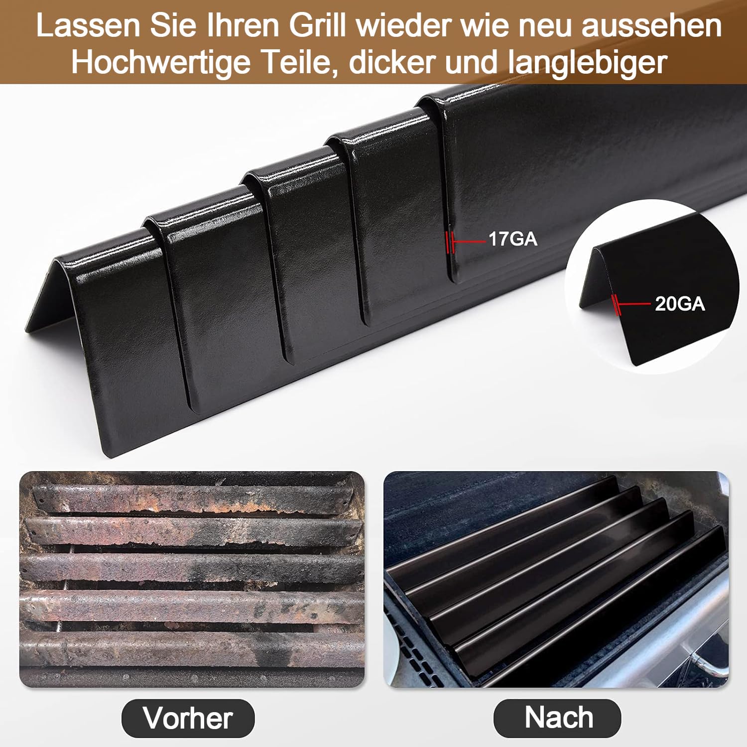 Barre Flavorizer Per Barbecue Weber - Ricambio 7536 Per Spirit 300/700, Genesis Silver/Gold | Set Da 5 Pezzi In Porcellana Smaltata - Foto 6