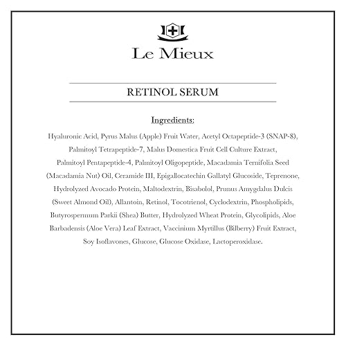 Miniatura 2 de Le Mieux Suero de retinol - Suero facial antienvejecimiento con retinol al 0.5% con péptidos suavizantes de la piel, ácido hialurónico y células