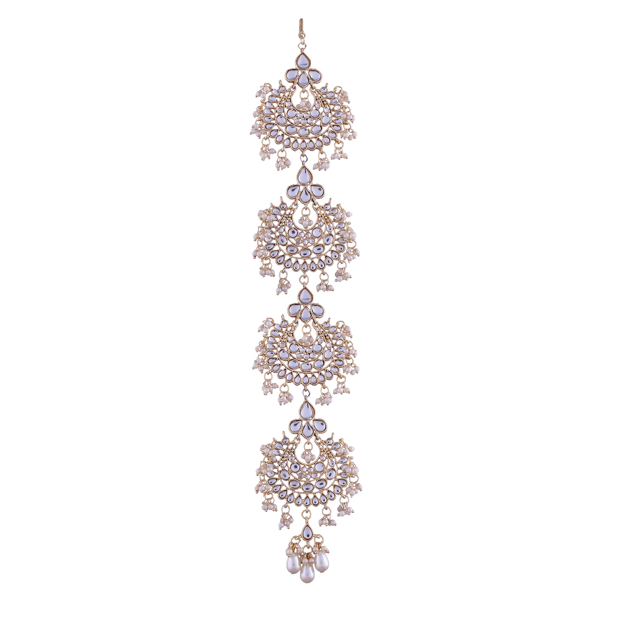 I Jewels Gold Plated Traditional Handcrafted White Kundan and Pearl Studded Paranda/Hair Braid Pin Choti For Bridal Perfect for Wedding (T2095W) (B0B7RG4RB8) Amazon Price History, Amazon Price Tracker