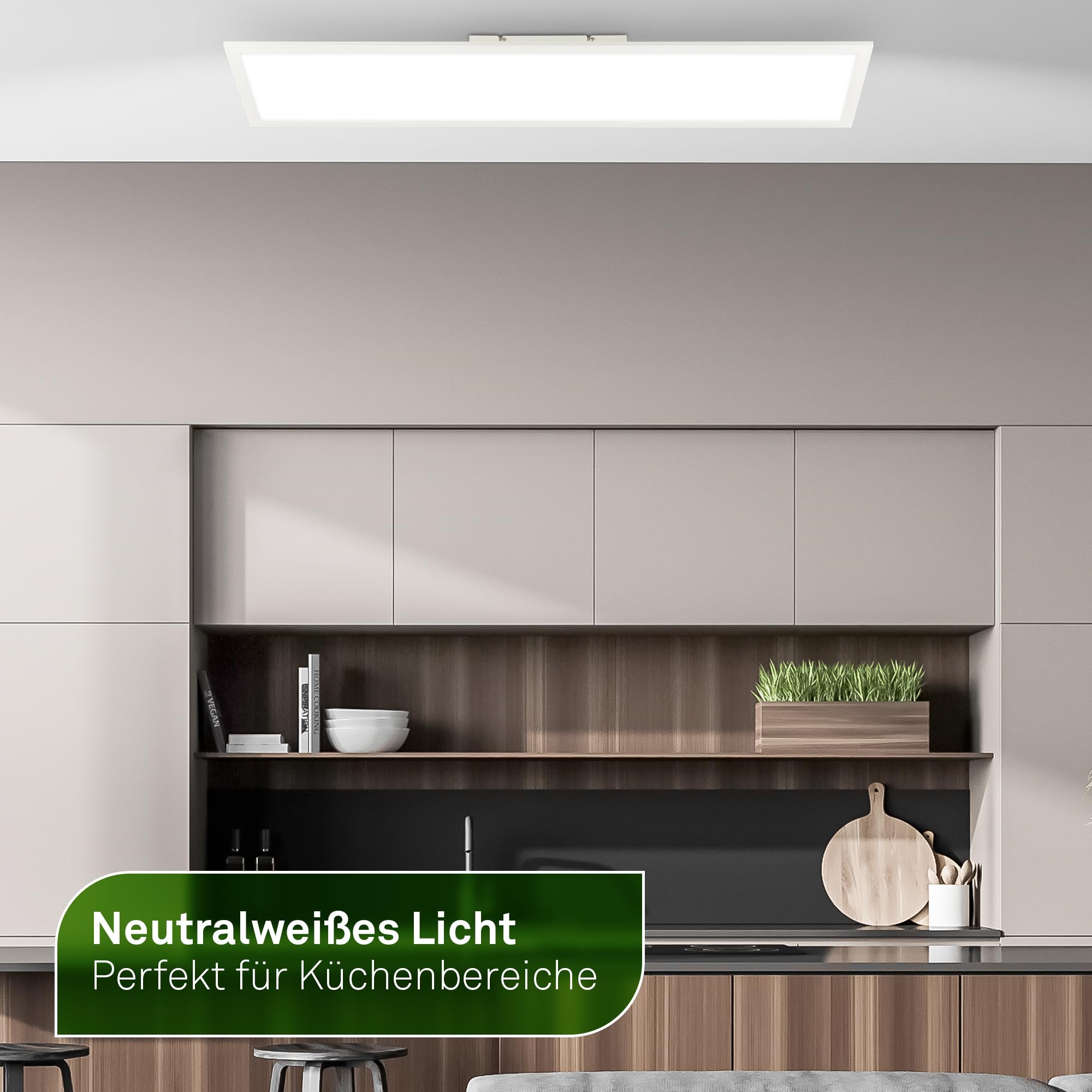 BRILONER - Lampa sufitowa LED, KEE A źródło światła, 13,5W 2900lm, płaska, światło pośrednie, panel, do kuchni i salonu, lampa LED, 100x25x6 cm, biały