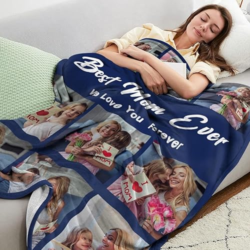 Miniatura 2 de MeMoShe Regalos personalizados para mamá de hija e hijo, manta personalizada con fotos para mujeres, regalos de agradecimiento para mamá, abuela,