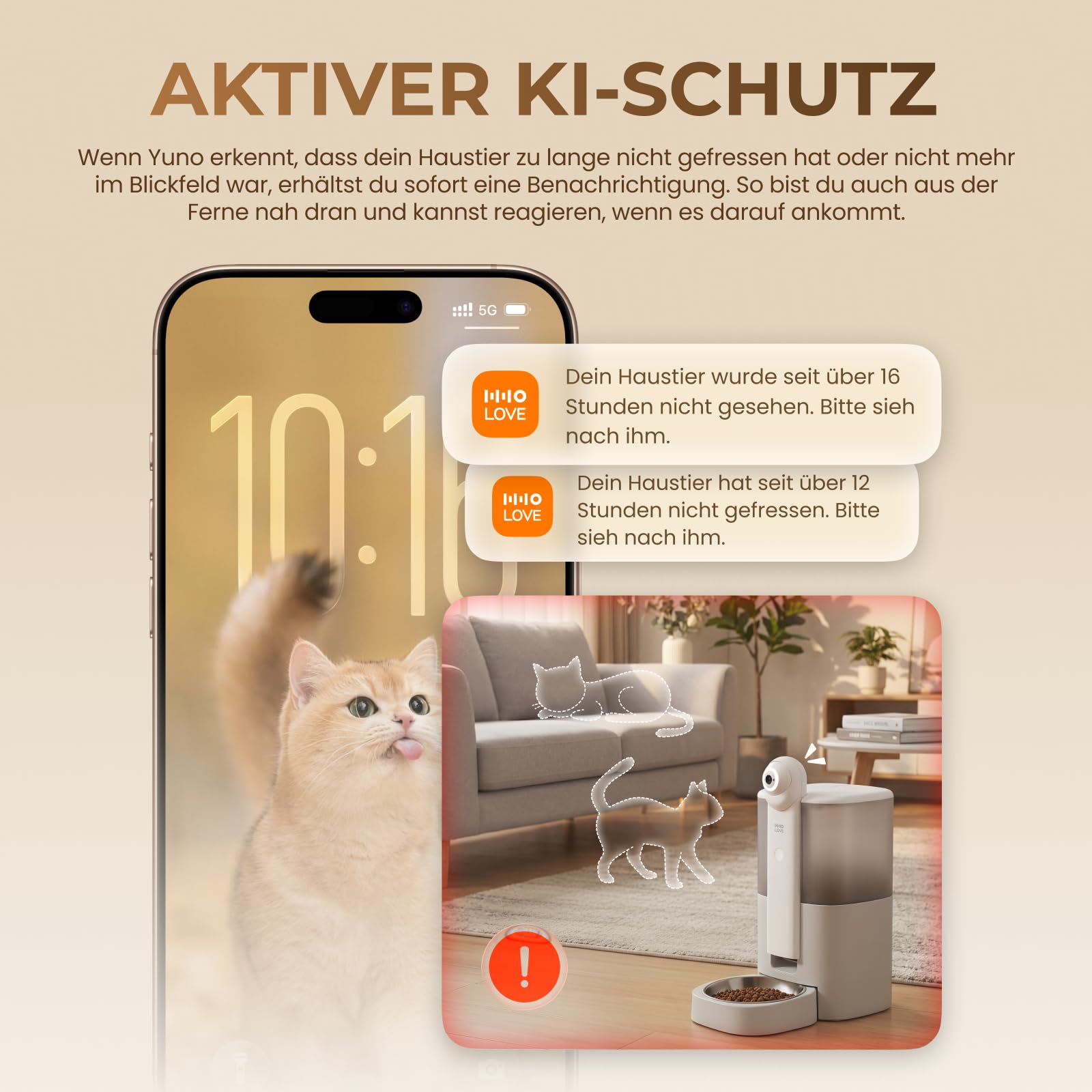 HHOGENE 5L Futterautomat Katze mit Kamera & 1080P Nachtvision, automatischer Katzenfutterautomat KI-Fütterungsplan, App-Steuerung per 2,4G/5G WLAN, Frische-Guard für Trockenfutter, 30 Tage Vorrat