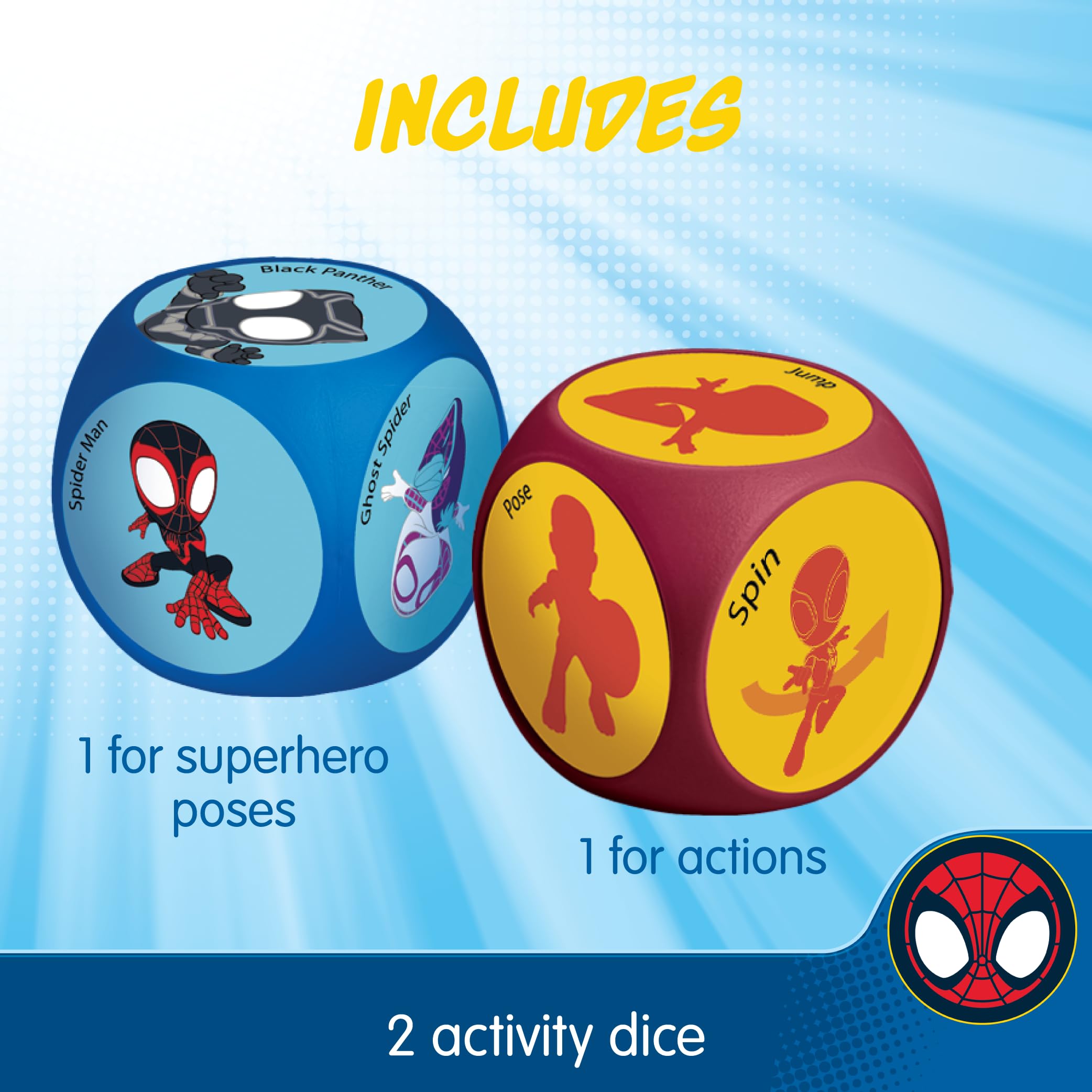 Spidey and Friends Dice Imagination Act Out The Action Game | Noche de juegos familiares para todas las edades | Diversión creativa y atractiva para todos con Spidey y amigos con 36 combinaciones