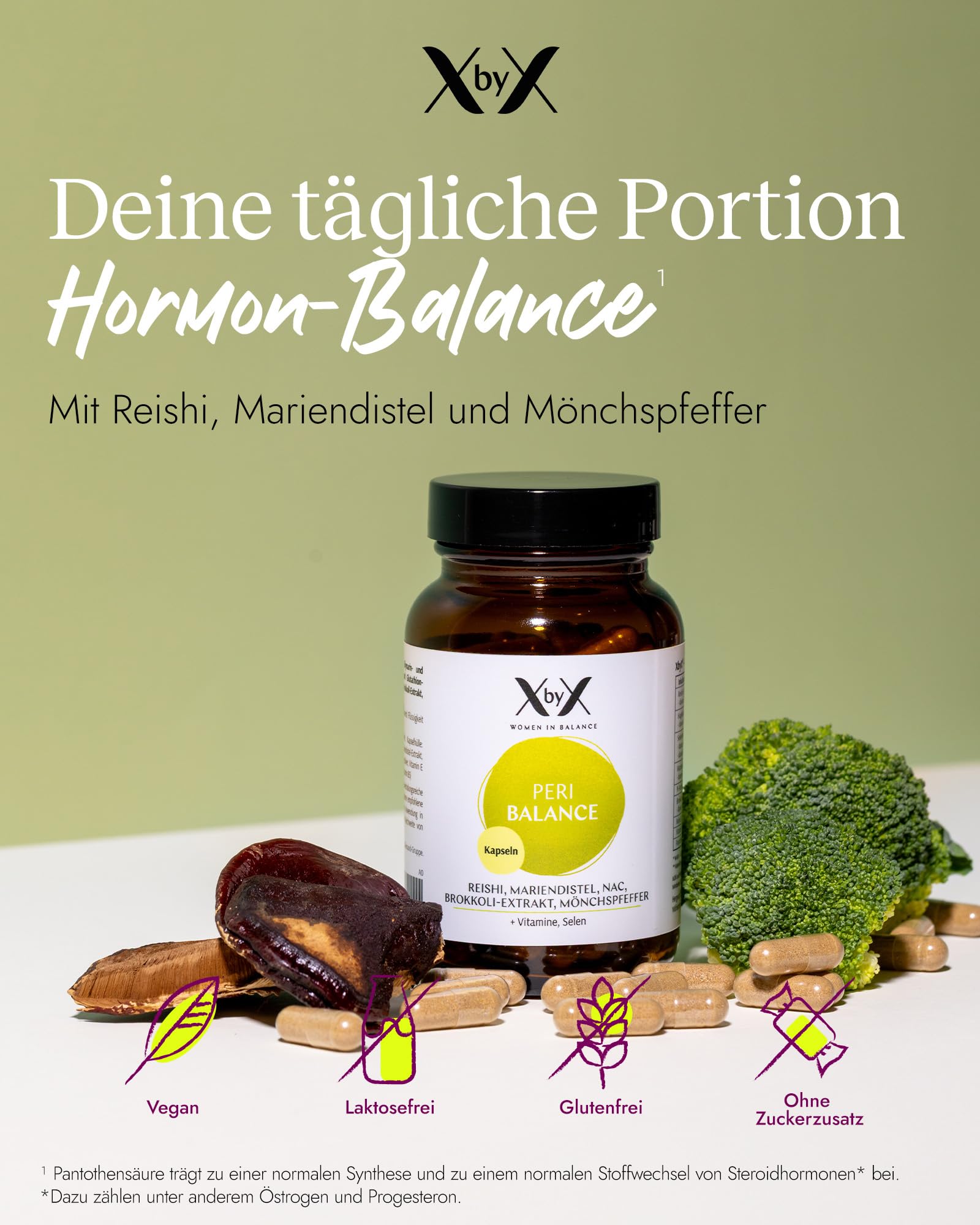 XbyX Peri Balance Kapseln | 45 Portionen | Wirkstoff-Komplex mit Reishi, Mariendistel, Mönchspfeffer | Für Frauen ab 40 | Aus Deutschland
