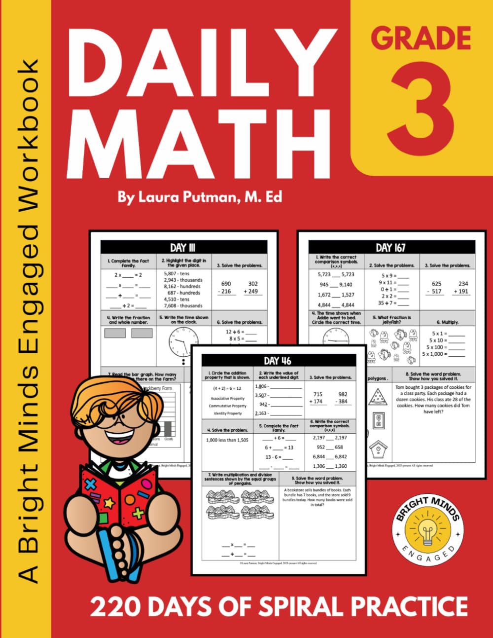 Daily Math Grade 3: 220 Days of Spiral Math Practice (Test Prep Third Grade)