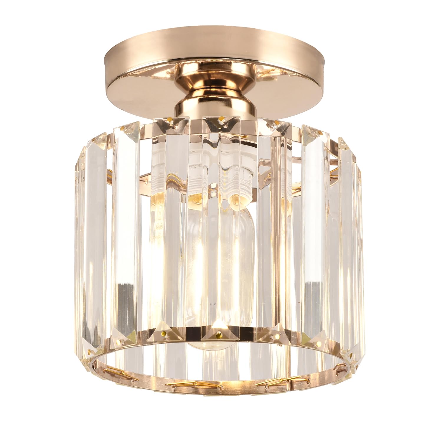 Small Crystal Ceiling Light, Gold Crystal Chandelier Modern LED Ceiling Light Pendant Fixture Lighting for Bedroom Kitchen Hallway Entrance Balcony