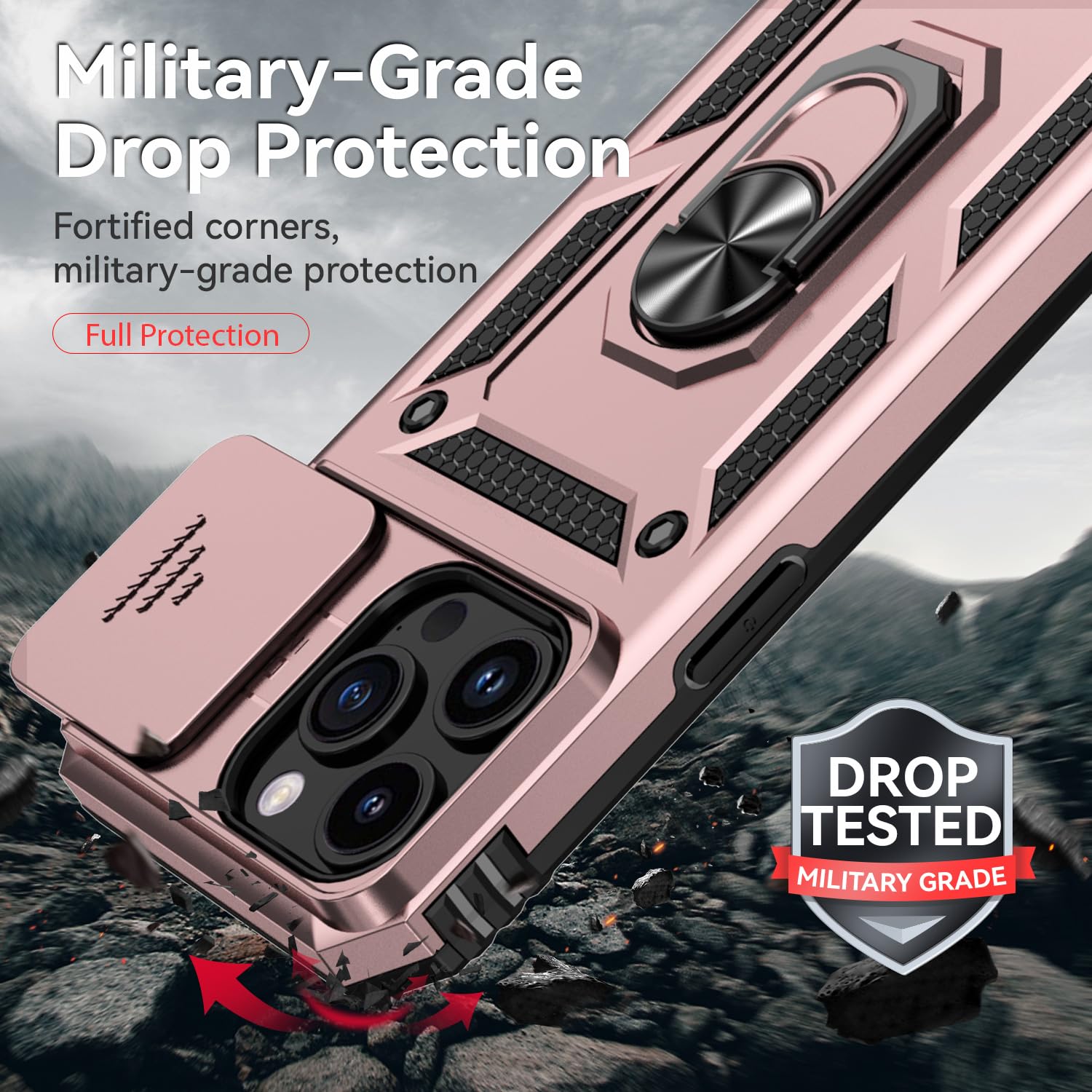 IPhone 15 Pro Case With Kickstand Armor Magnetic Ring Rugged Protective Military Grade Shockproof Case - Mobile City - View #13